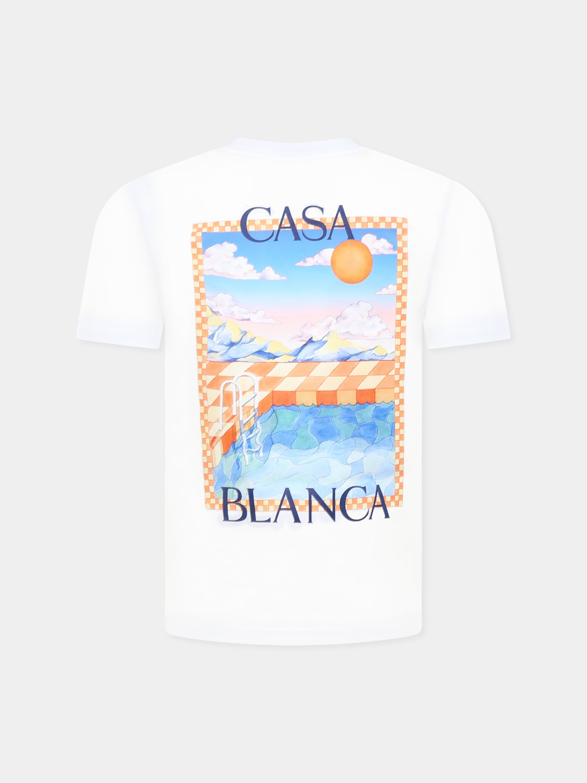 T-shirt bianca per bambini con stampa piscina,Casablanca,KS25 JTS 038 04 EX