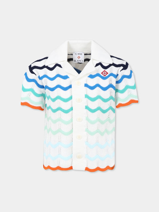 Cardigan multicolor per bambini con logo,Casablanca,KS25 KW 969 01 EX