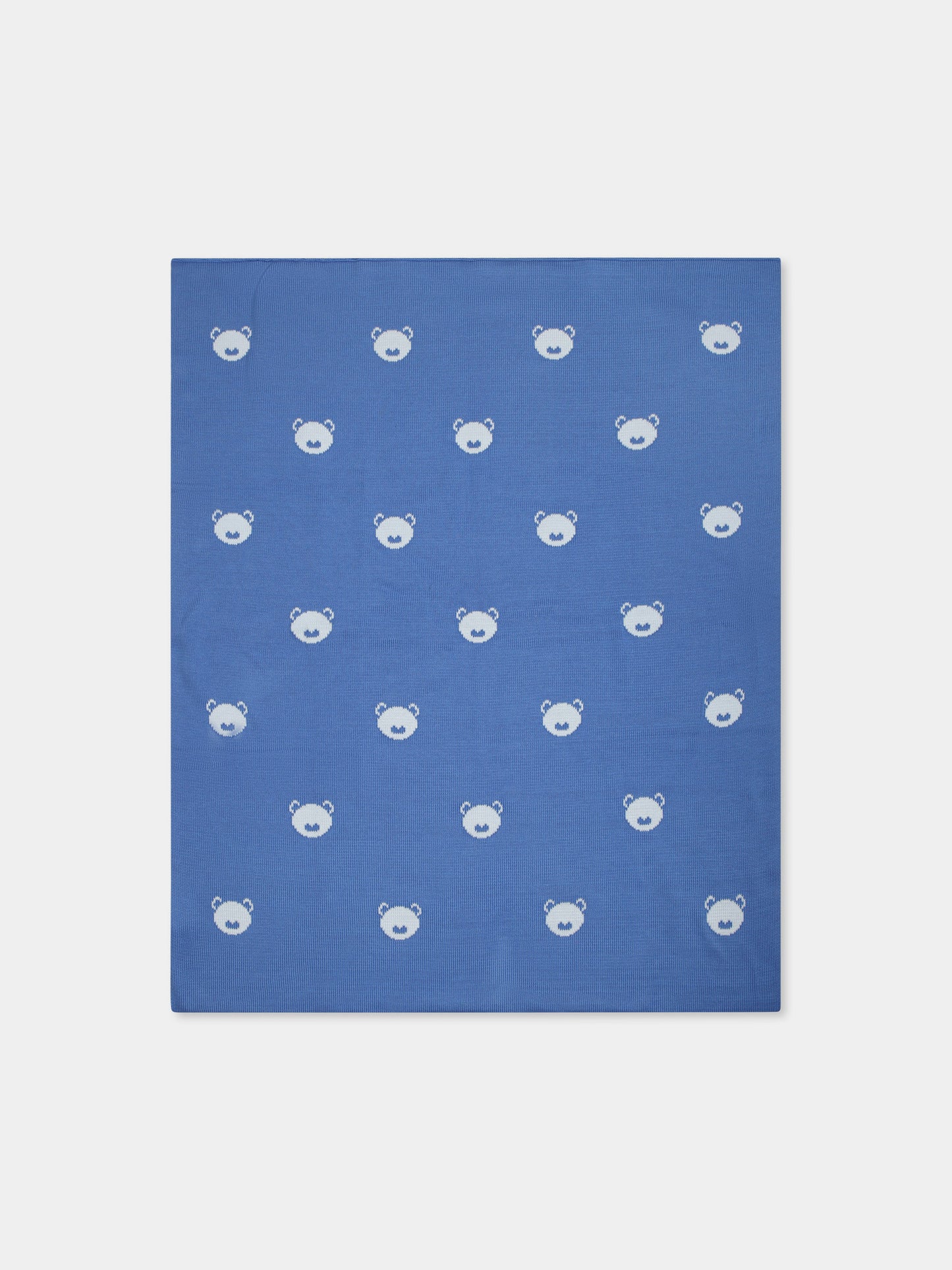 Coperta azzurra per neonato con orsetto all over,Little Bear,1100 AZZURRO