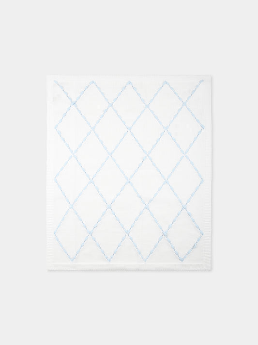 Coperta bianca per neonato con nastro,Little Bear,1007 BIANCO/CIELO