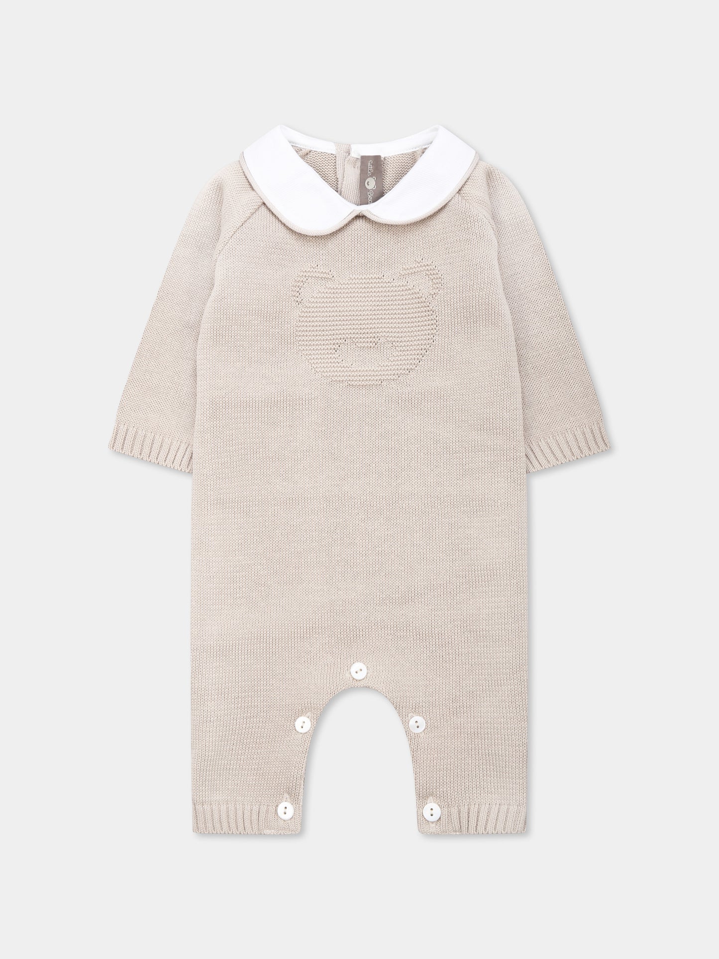 Tutina beige per neonati con orsetto