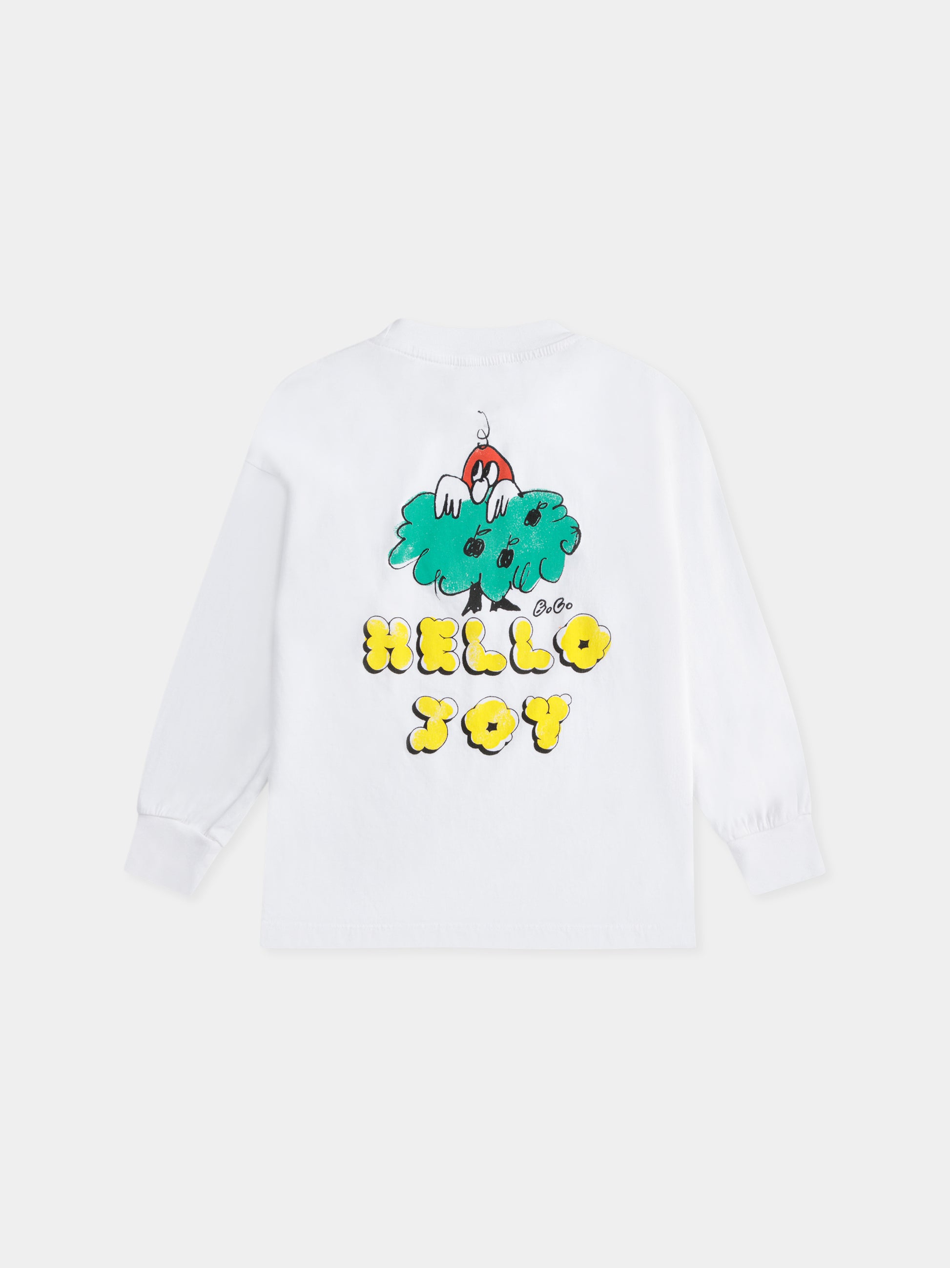 T-shirt bianca per bambini con scritta Joy e patch,Bobo Choses,B125AC001