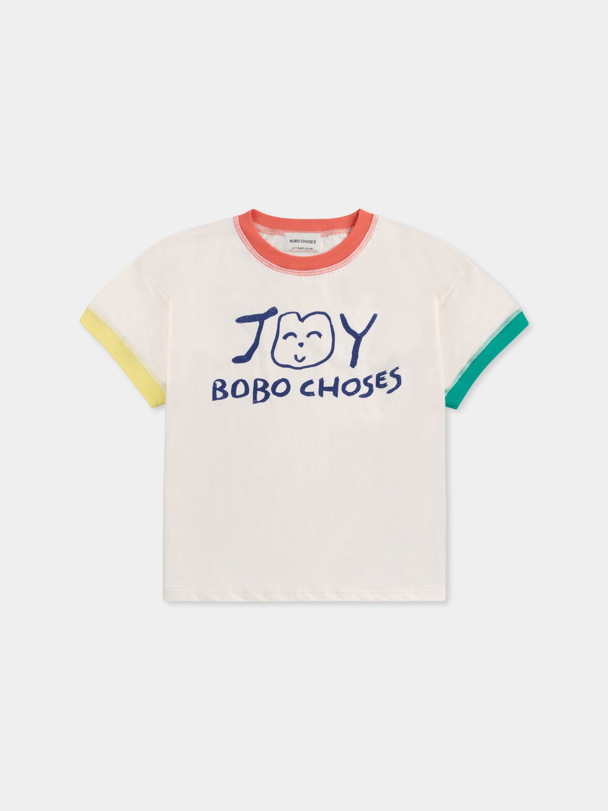 T-shirt avorio per bambini con smile e logo,Bobo Choses,B125AC014