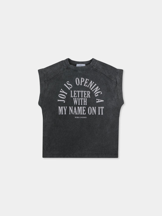 T-shirt grigia per bambini con slogan