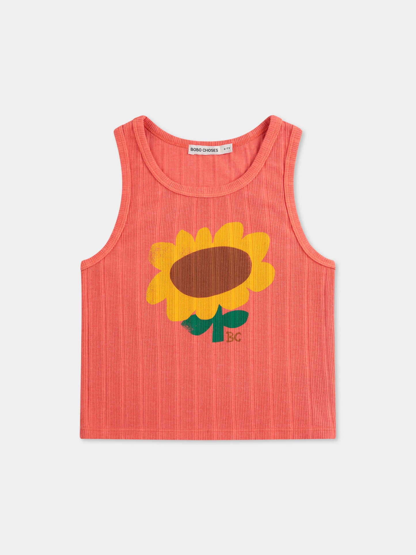 Canotta rossa per bambina con girasole