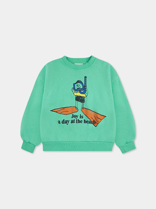 Felpa verde per bambini con stampa sub,Bobo Choses,B125AC032