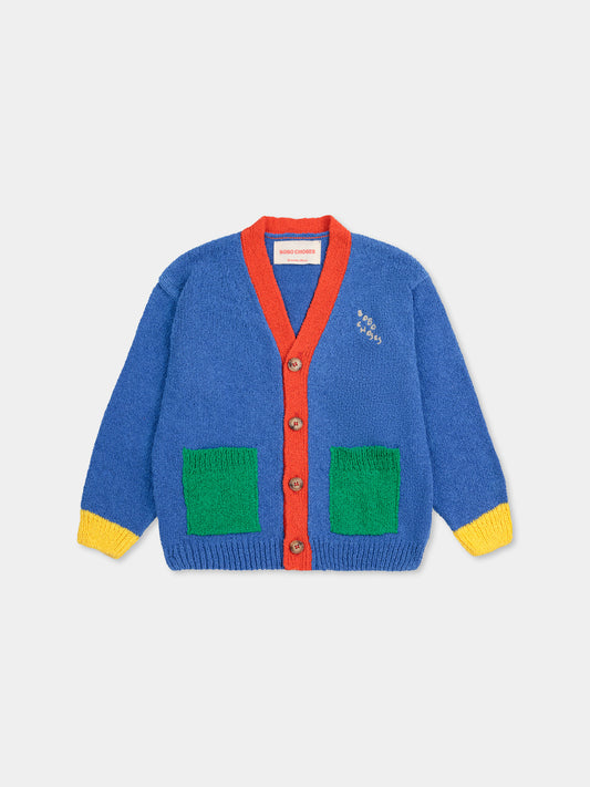 Cardigan blu per neonati con logo,Bobo Choses,B125AB091