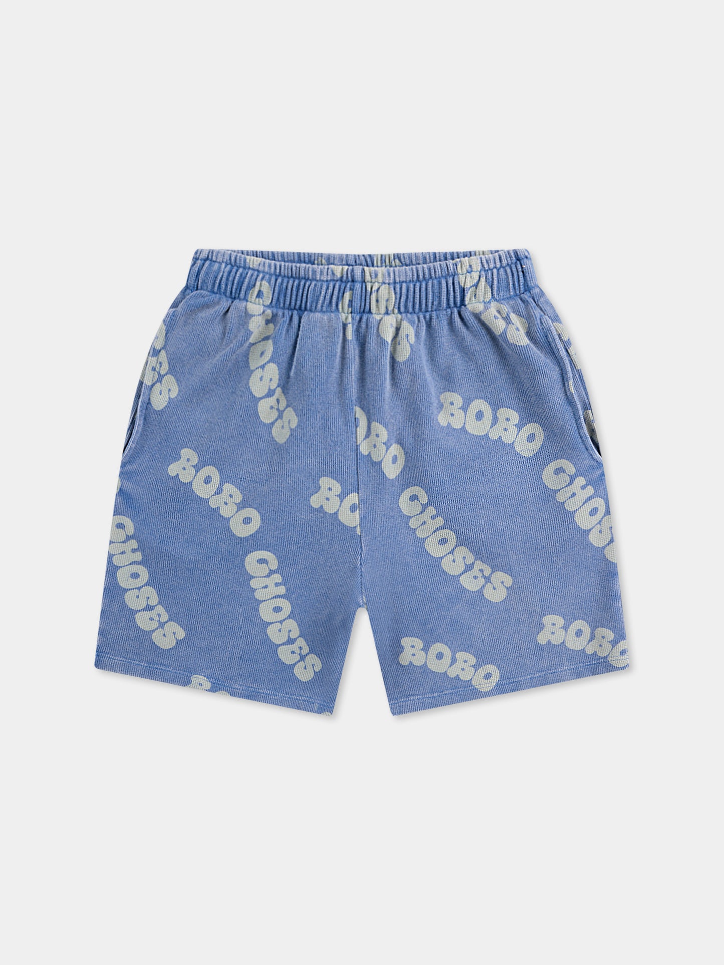 Shorts blu per bambini con logo all over,Bobo Choses,B125AC055