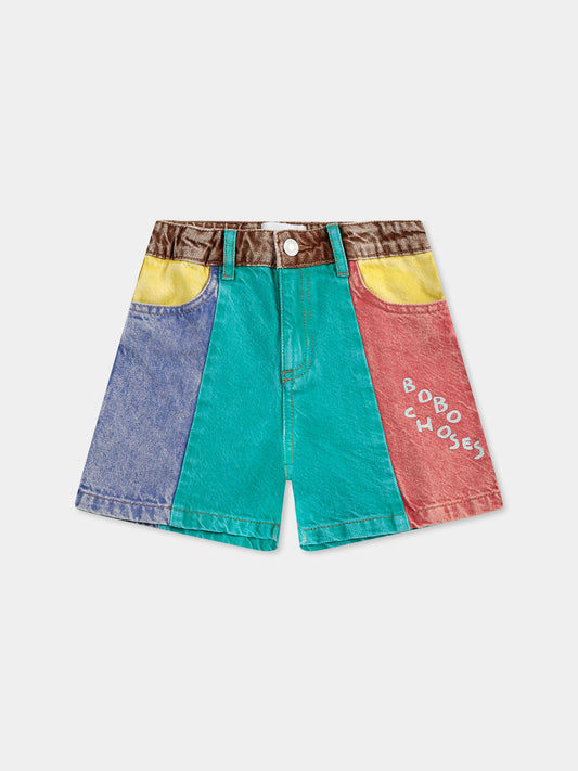 Shorts denim per bambini con logo,Bobo Choses,B125AC065