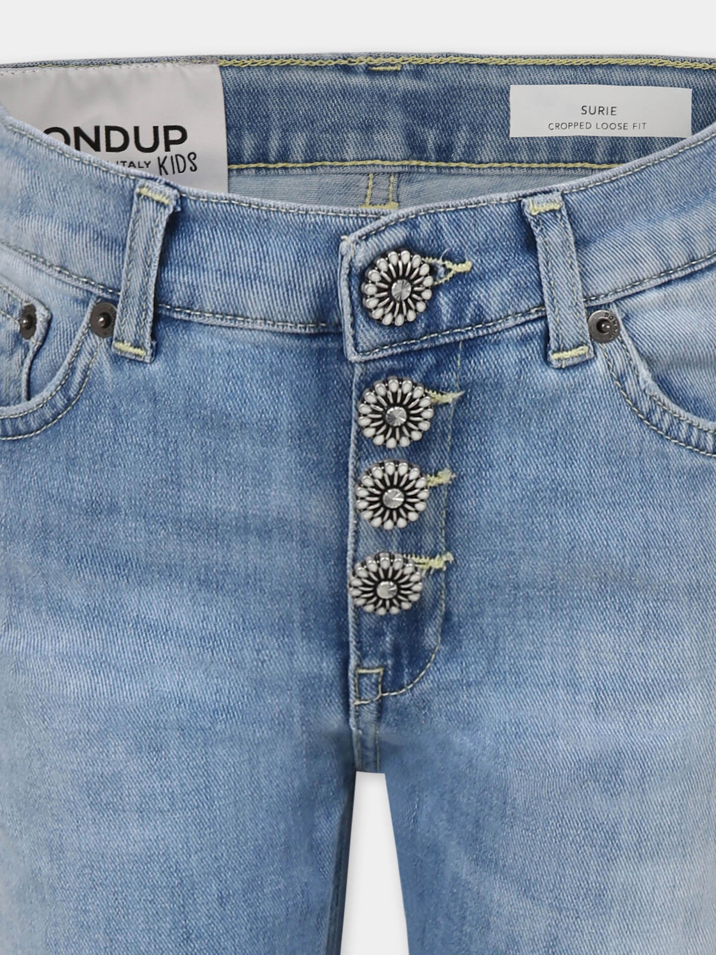 Jeans denim per bambina con fiori,Dondup Kids,DFPA120 C DS039 4999