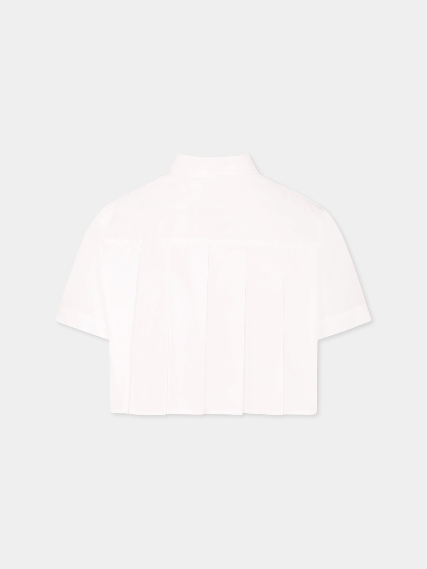 Camicia crop bianca per bambina con logo,Dondup Kids,DFCA033 0 CF026 B000