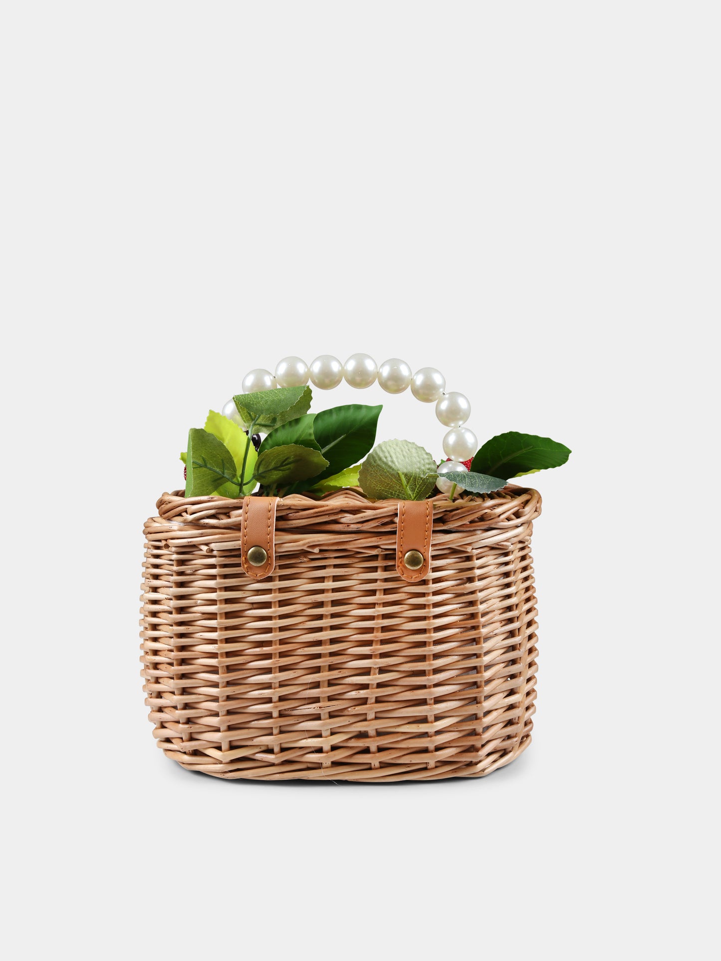 Borsa marrone per bambina con frutta