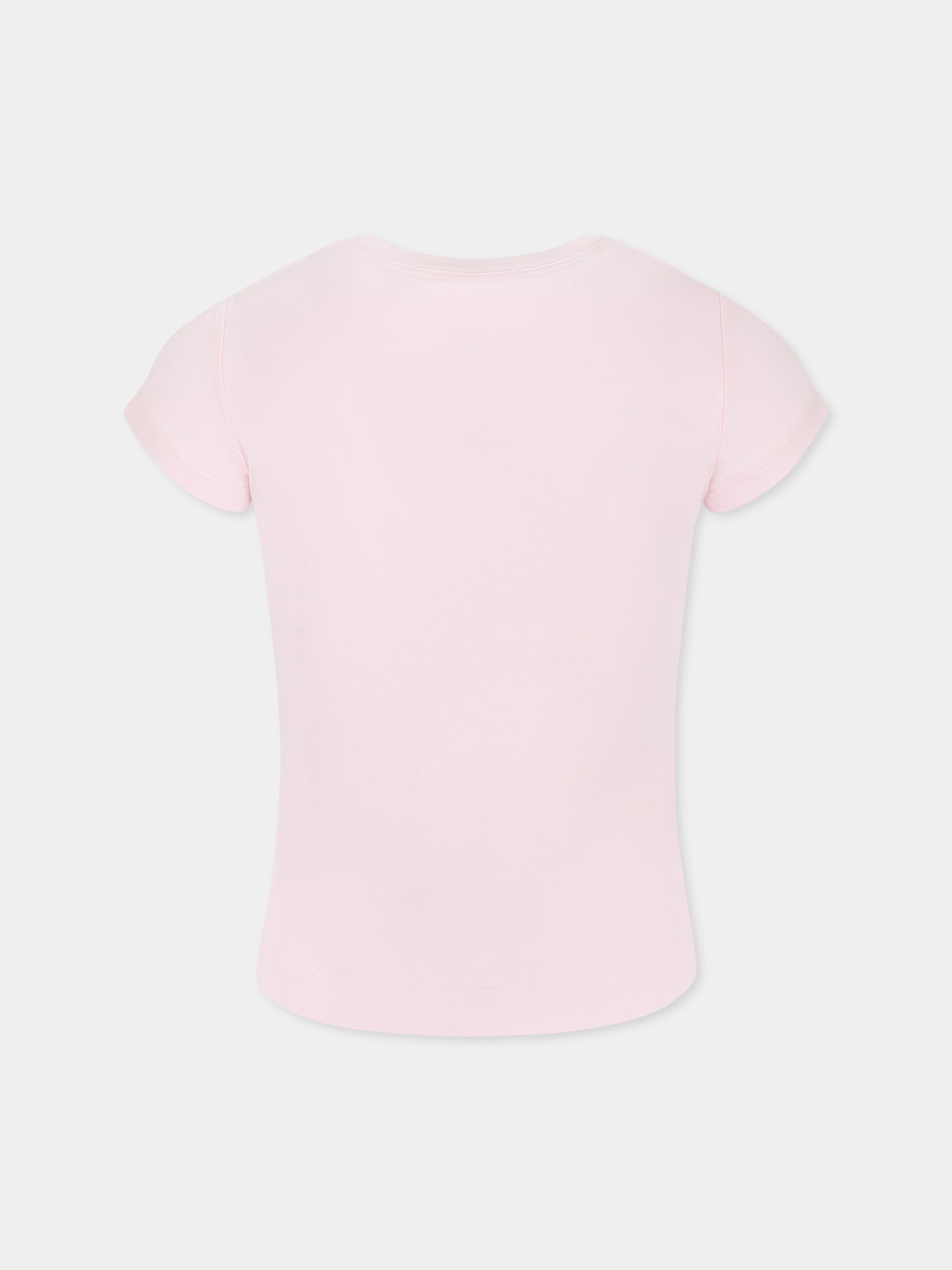 T-shirt rosa per bambina con Alice nel Paese delle Meravilgie