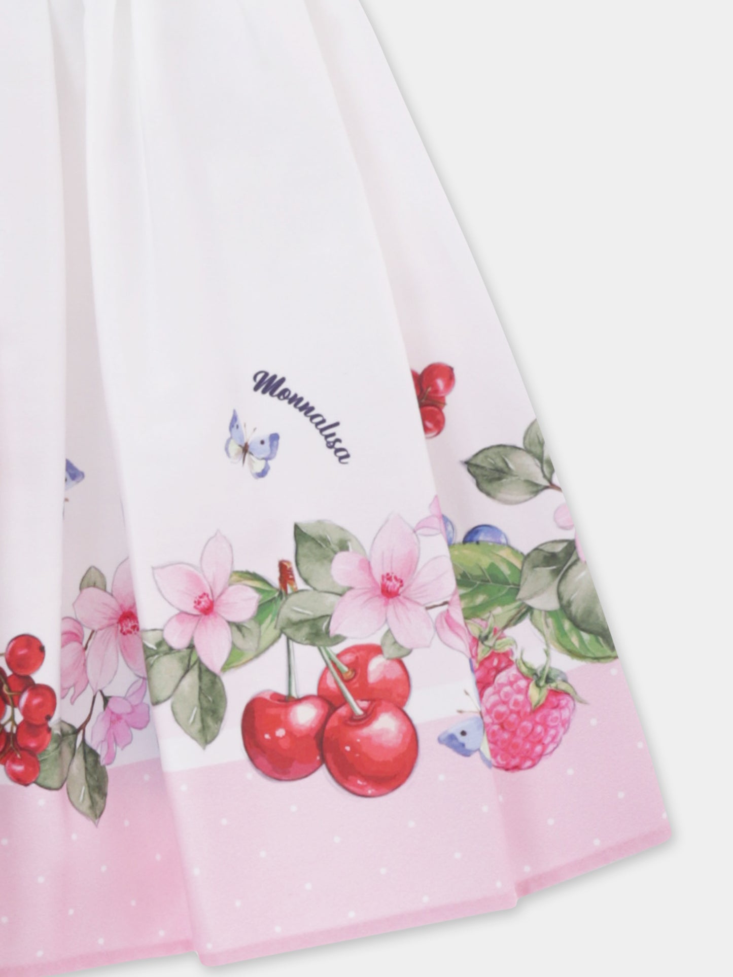 Gonna bianca per bambina con frutta