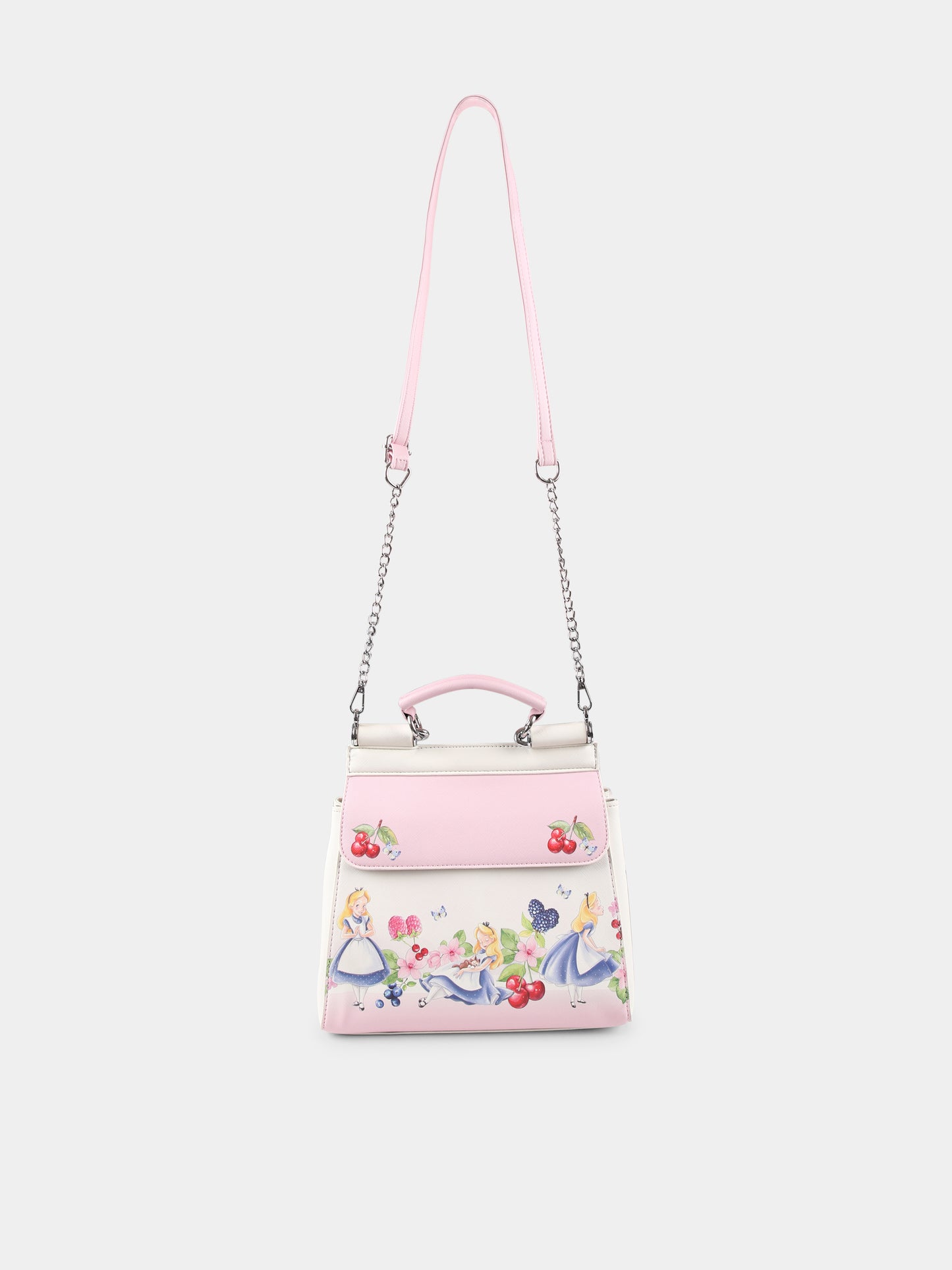 Borsa avorio per bambina con Alice nel Paese delle Meraviglie,Monnalisa,19E013 5785 0190
