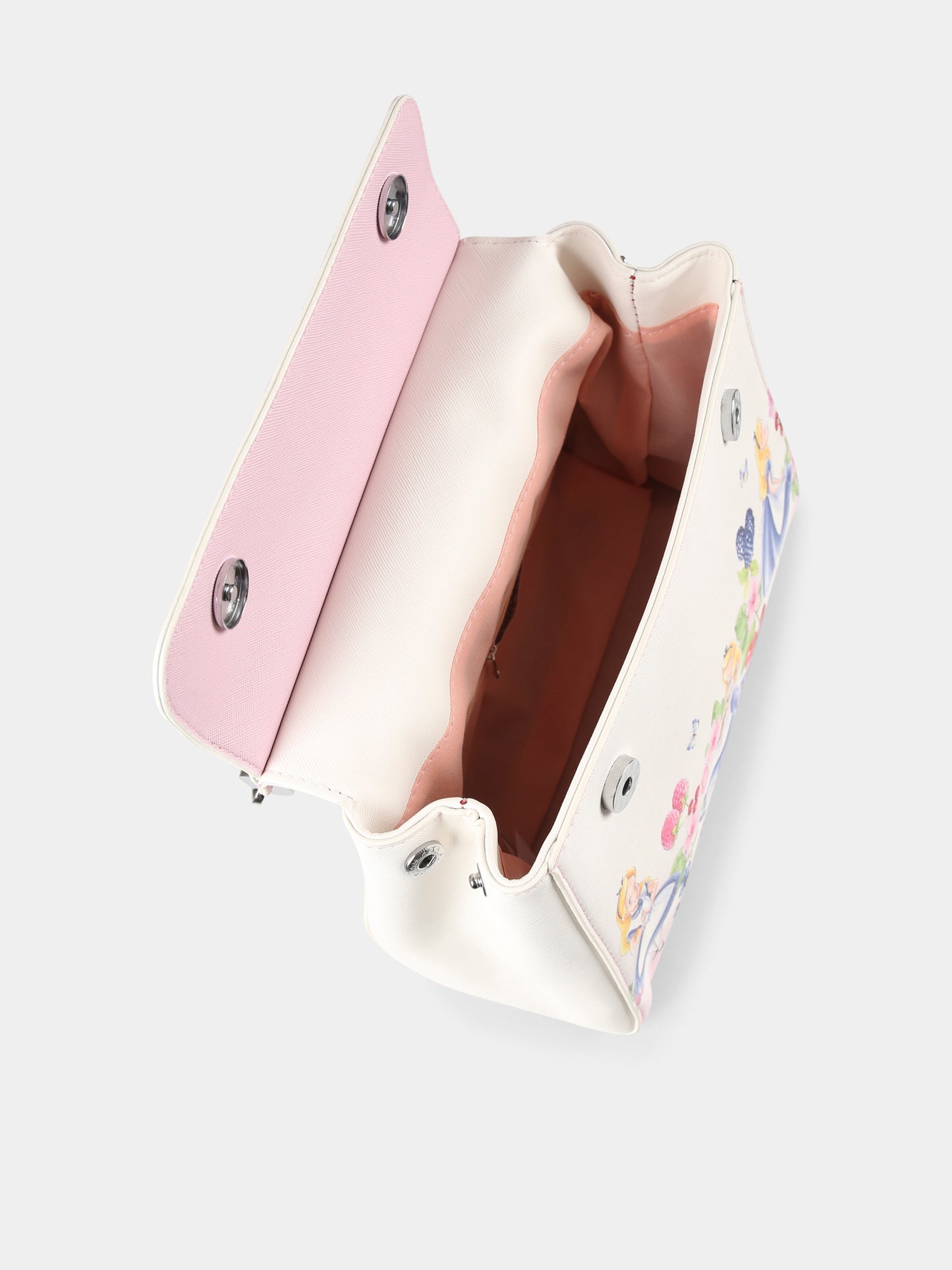 Borsa avorio per bambina con Alice nel Paese delle Meraviglie,Monnalisa,19E013 5785 0190