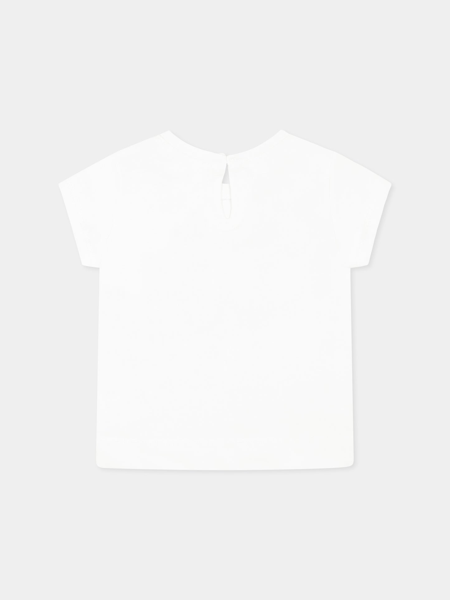 T-shirt bianca per neonata con fiocco