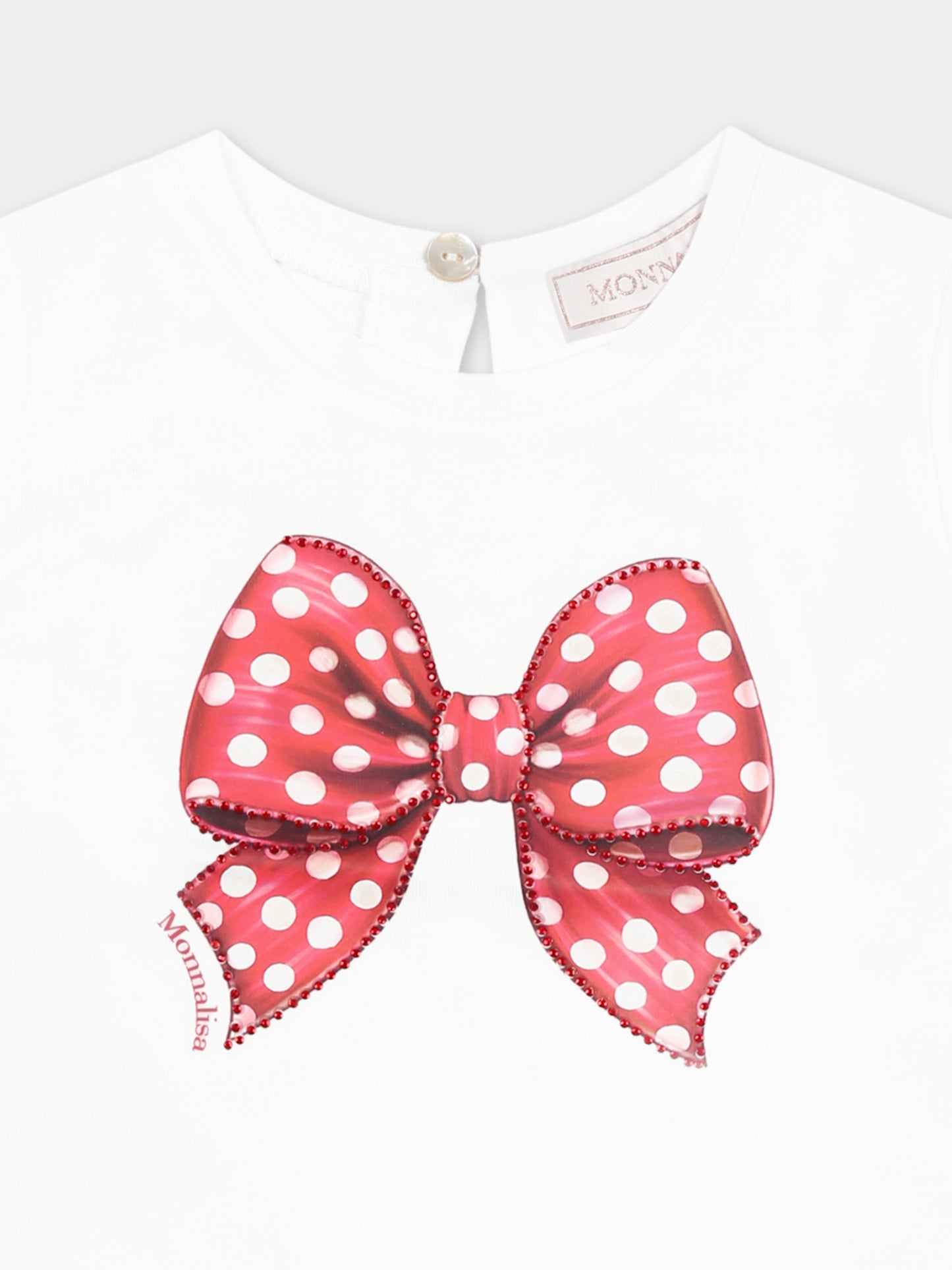 T-shirt bianca per neonata con fiocco
