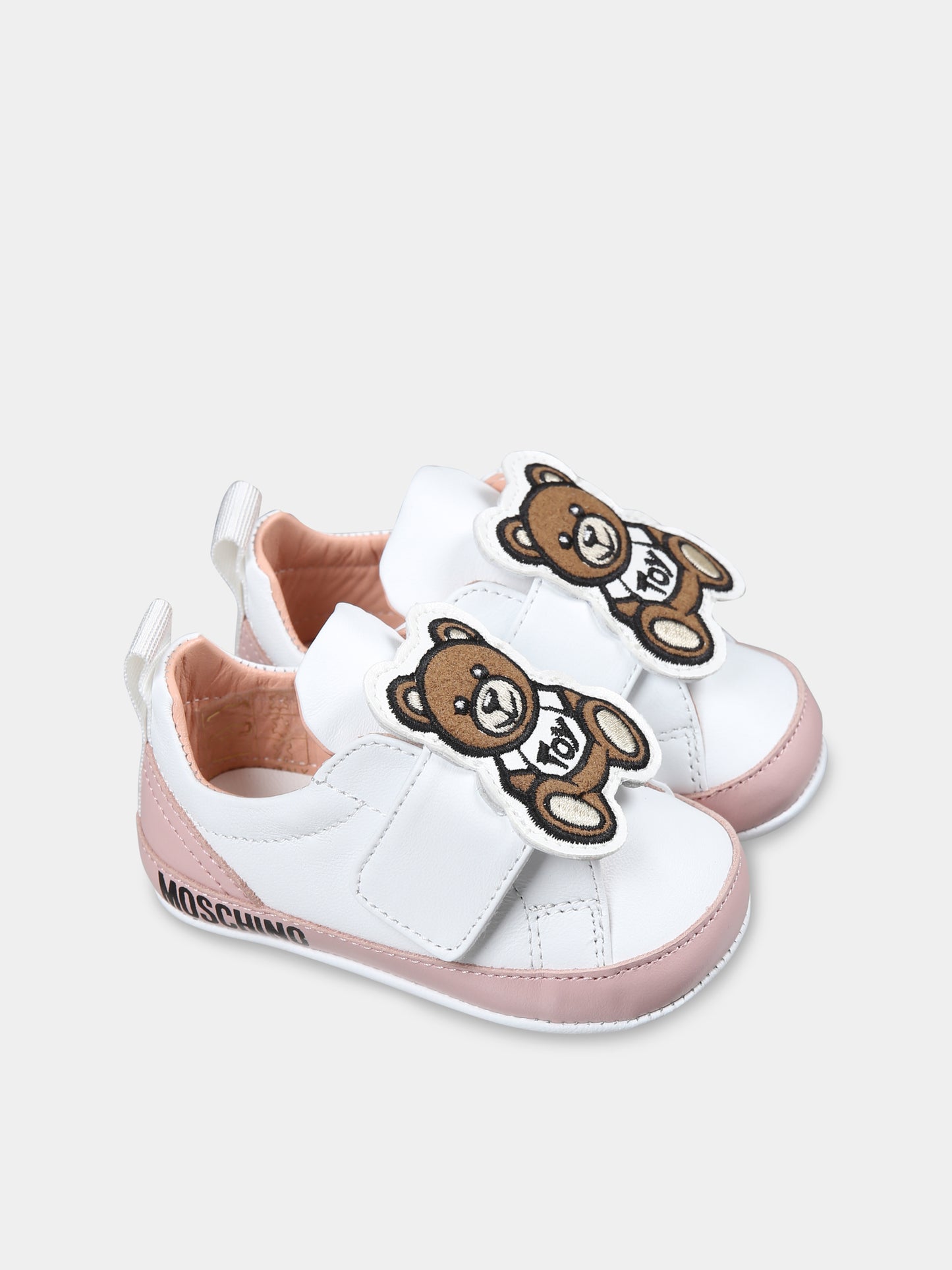 Sneakers rosa per neonata con Teddy Bear,Moschino Kids,80397 1