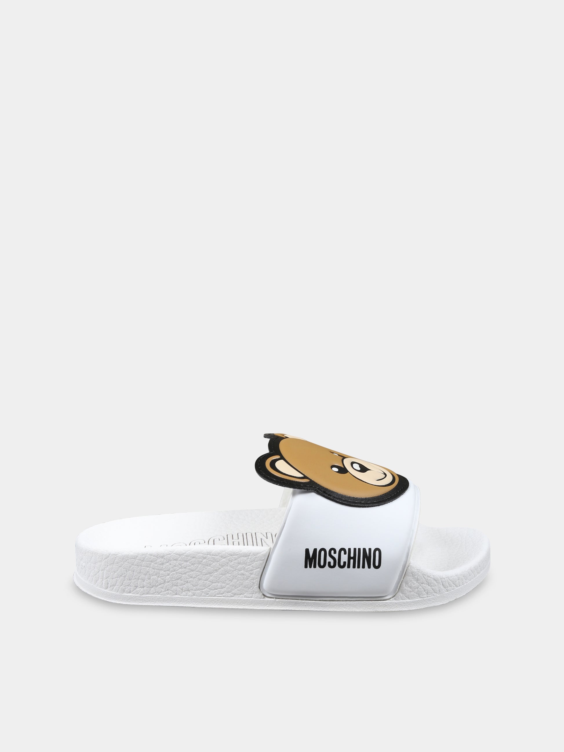 Ciabatte bianche per bambini con Teddy Bear,Moschino Kids,80632 2