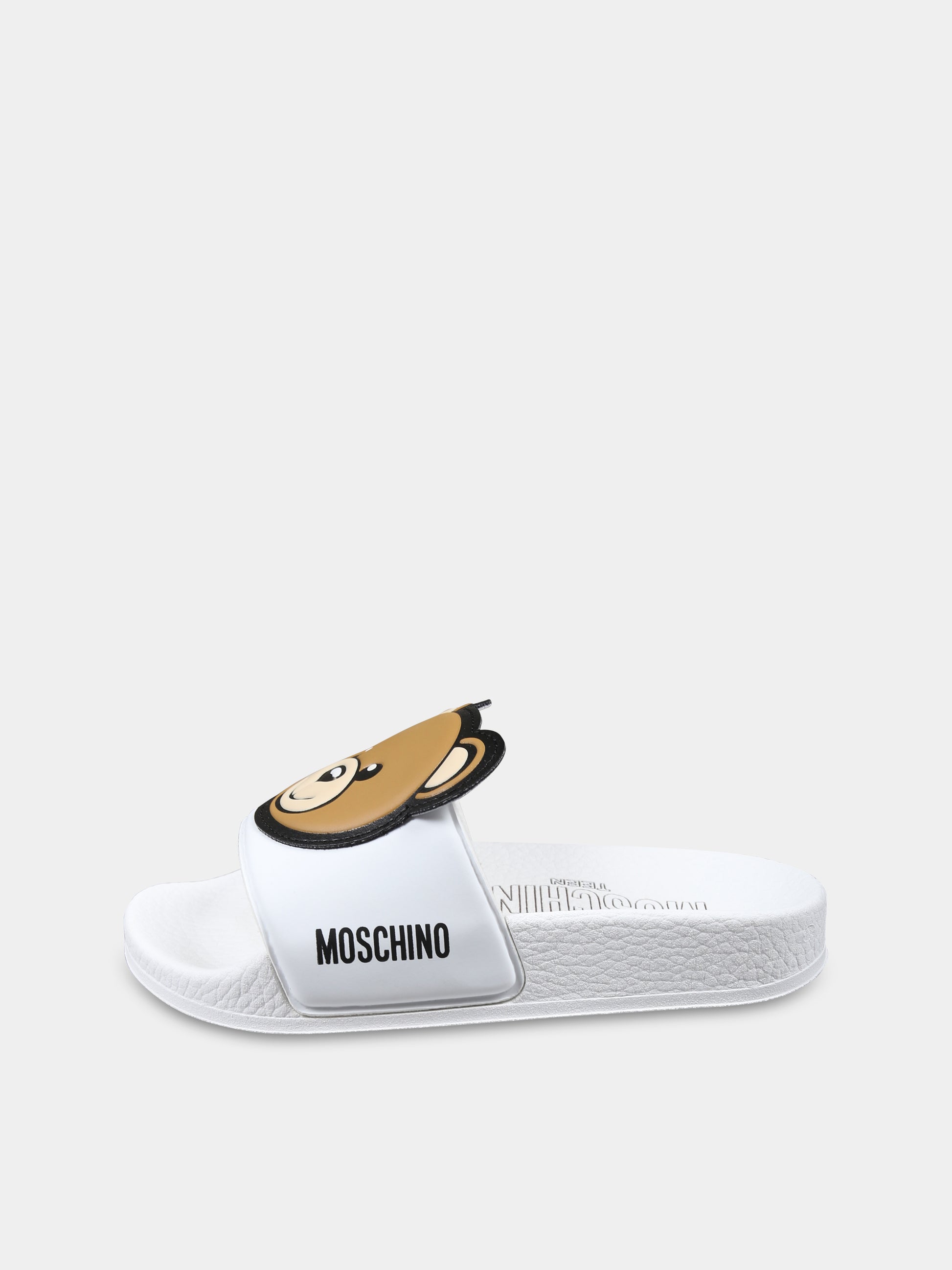Ciabatte bianche per bambini con Teddy Bear,Moschino Kids,80632 2