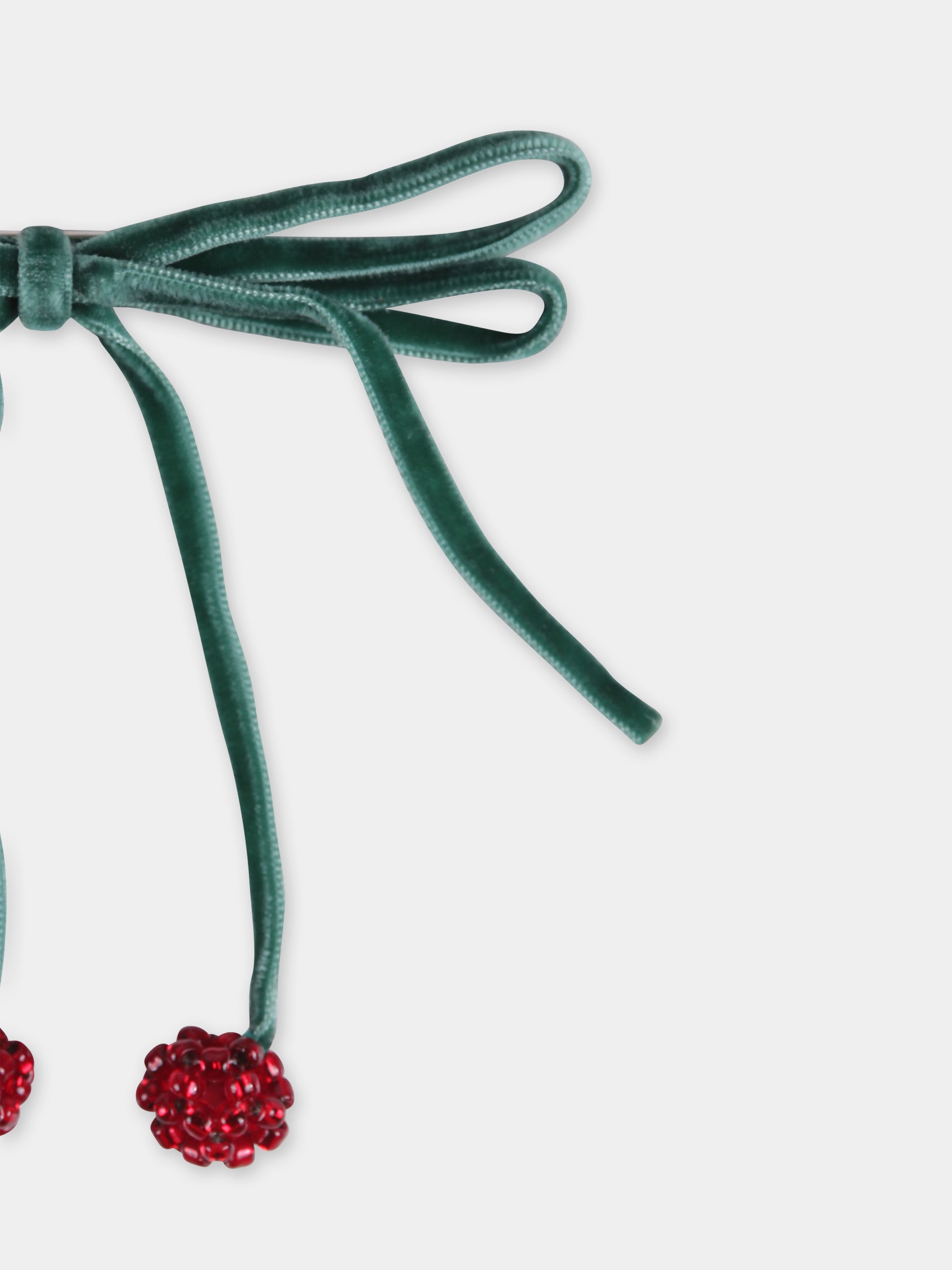 Set fermagli verde per bambina con ciliegie,Konges Sløjd,KS101850 SMOKE PINE