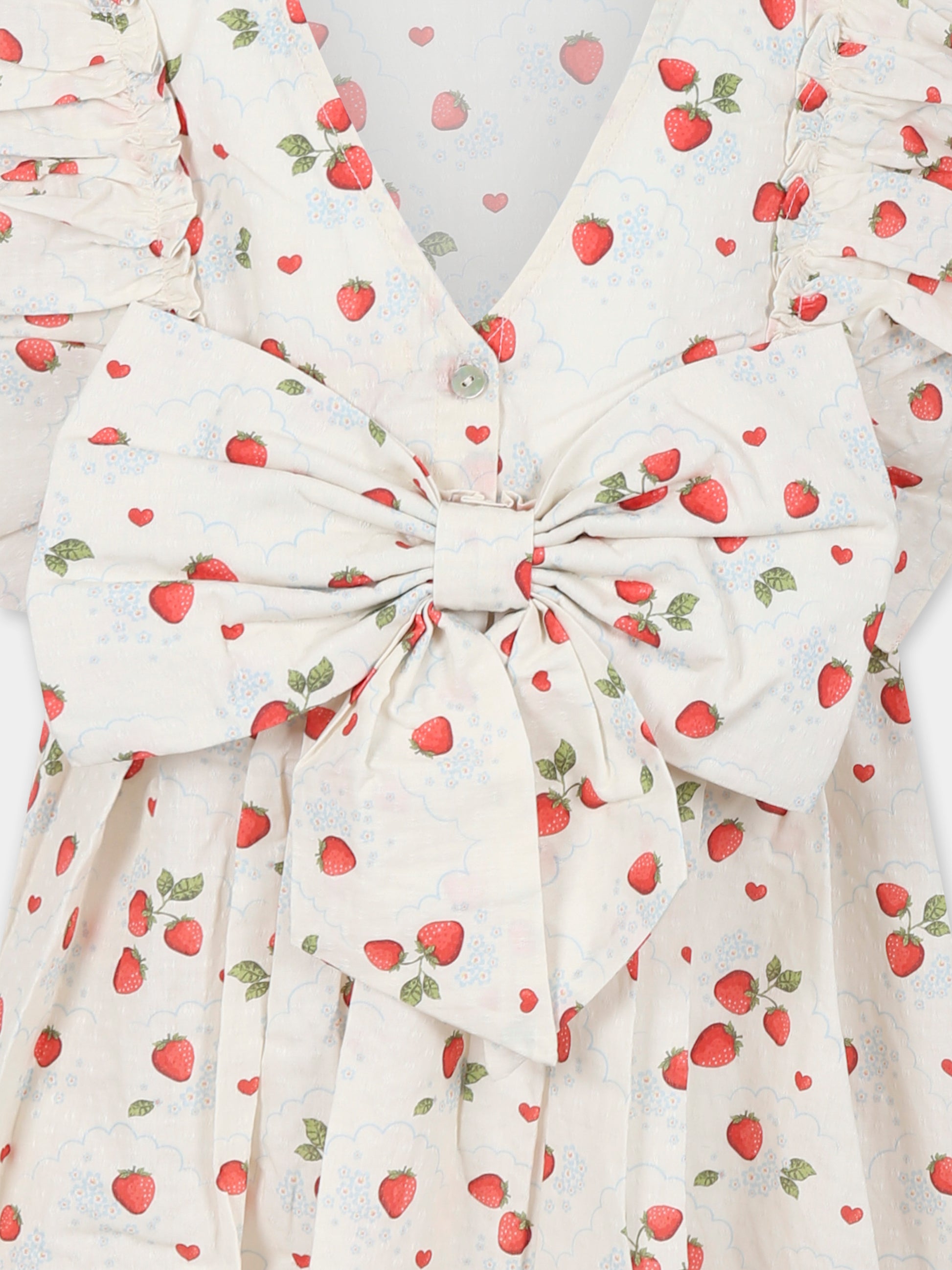 Vestito avorio per bambina con fragole all over,Konges Sløjd,KS102447 MARMALADE