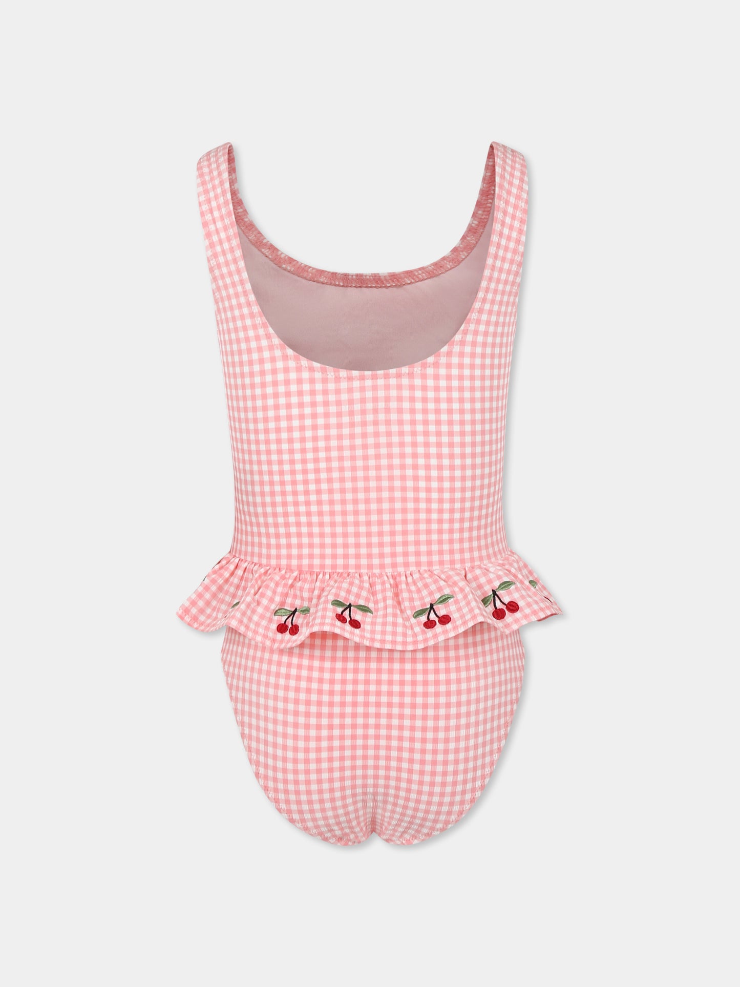 Costume intero rosa per bambina con ciliegie