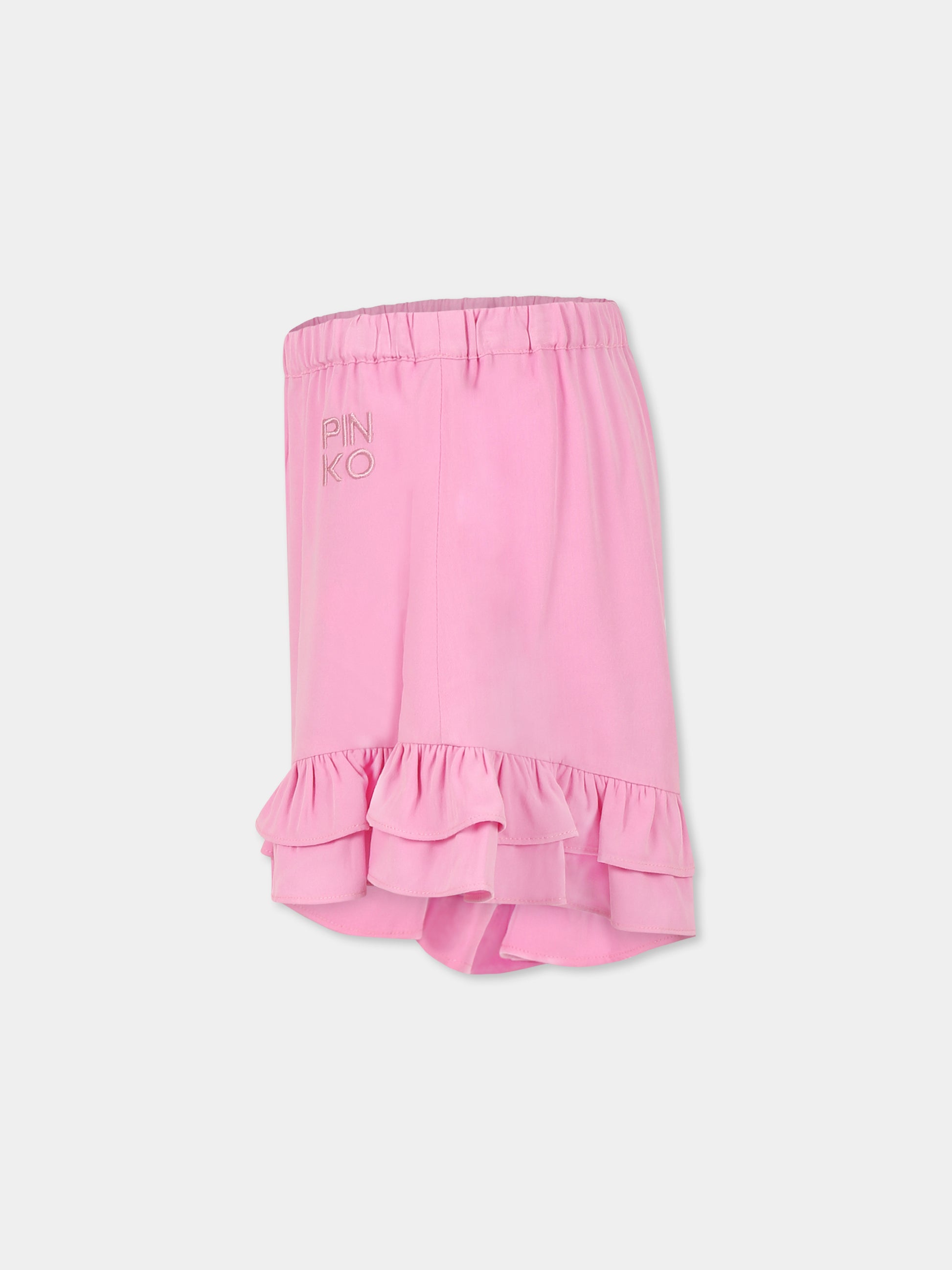 Shorts rosa per bambina con logo,Pinko,KFBE005 0 VI024 C038