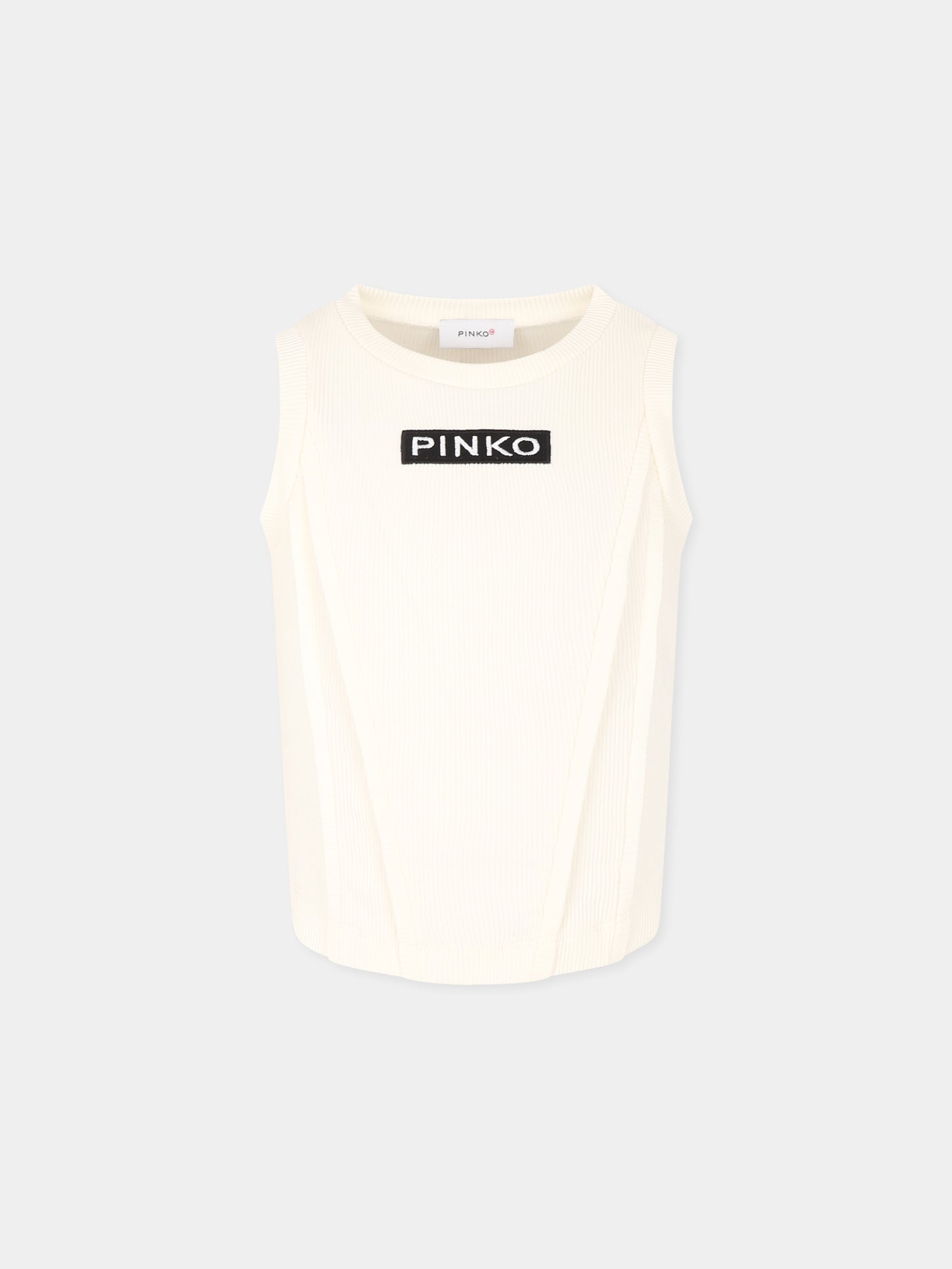 Canotta bianca per bambina con logo