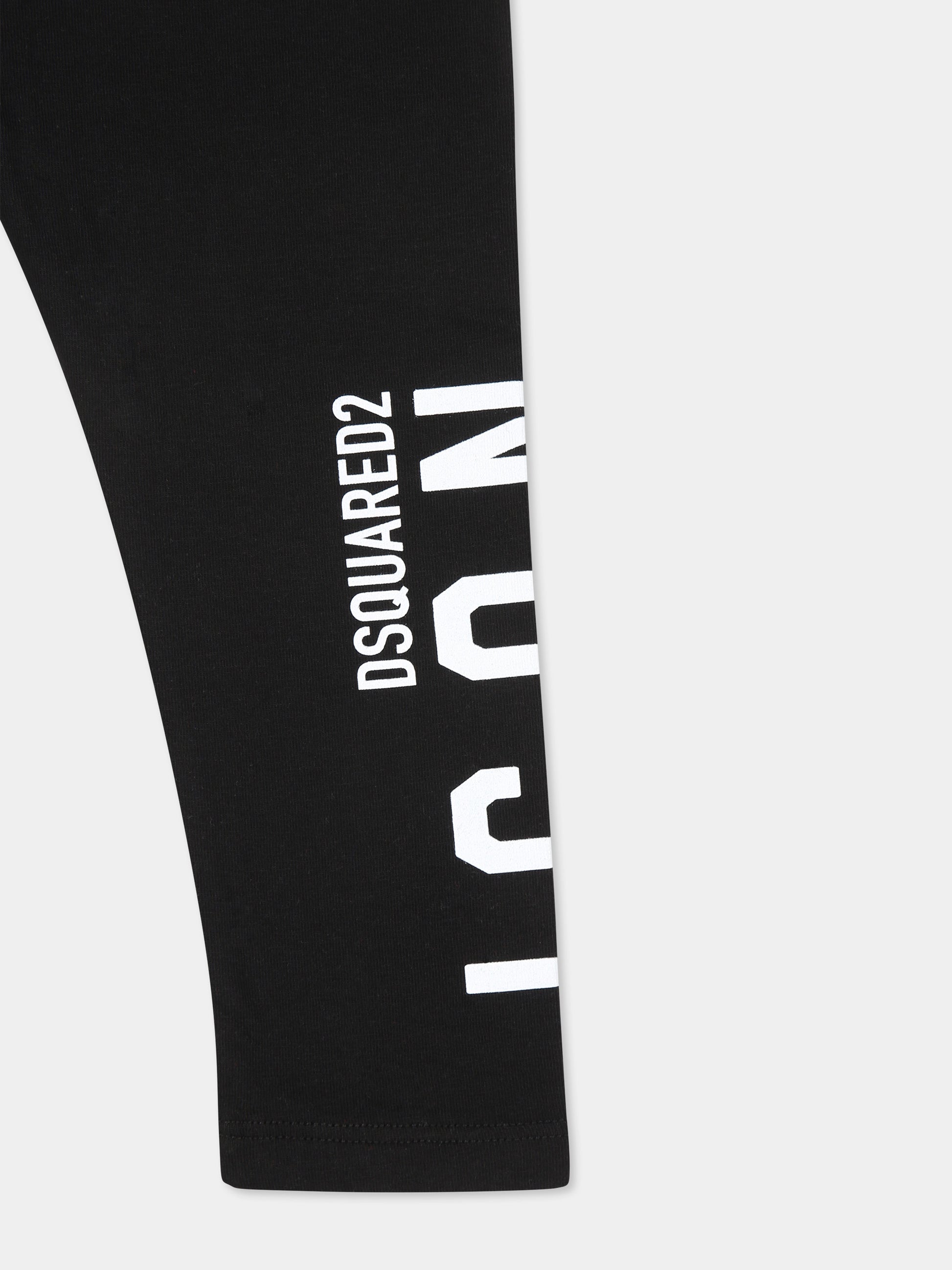 Leggings neri per neonata con logo,Dsquared2,DQ1693 D008C DQ900