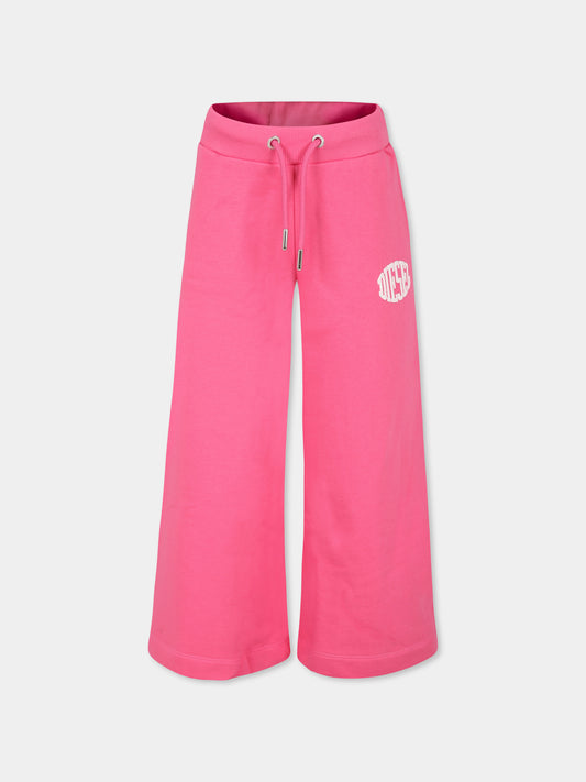 Pantaloni rosa per bambina con logo,Diesel,J01802 KYAXZ K378