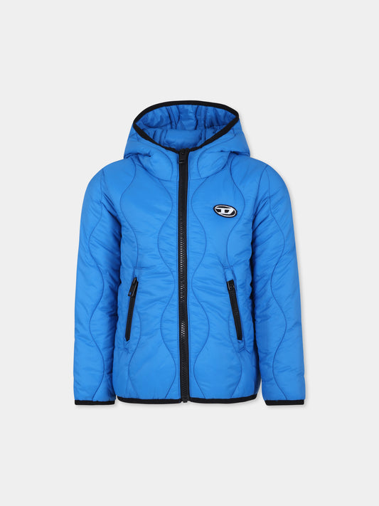 Piumino azzurro per bambino con logo,Diesel,J01771 KXBJ2 K881