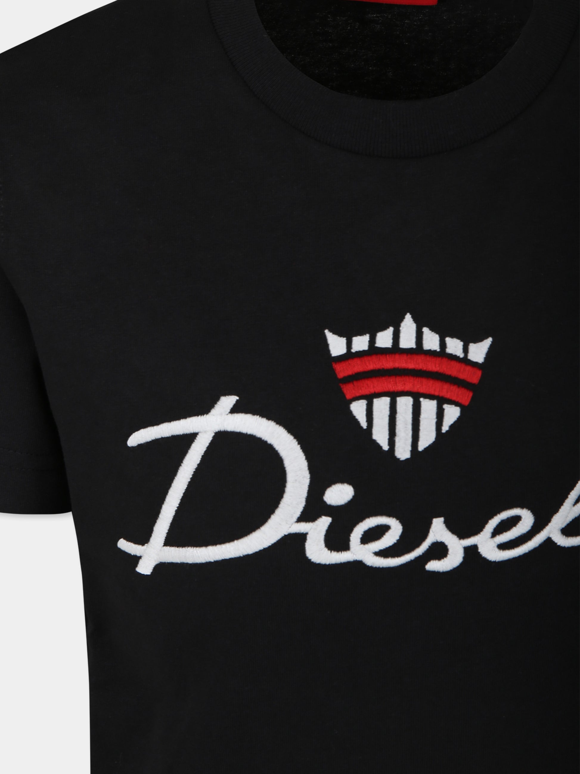 T-shirt nera per bambino con logo,Diesel,J01752 0BJAN K900