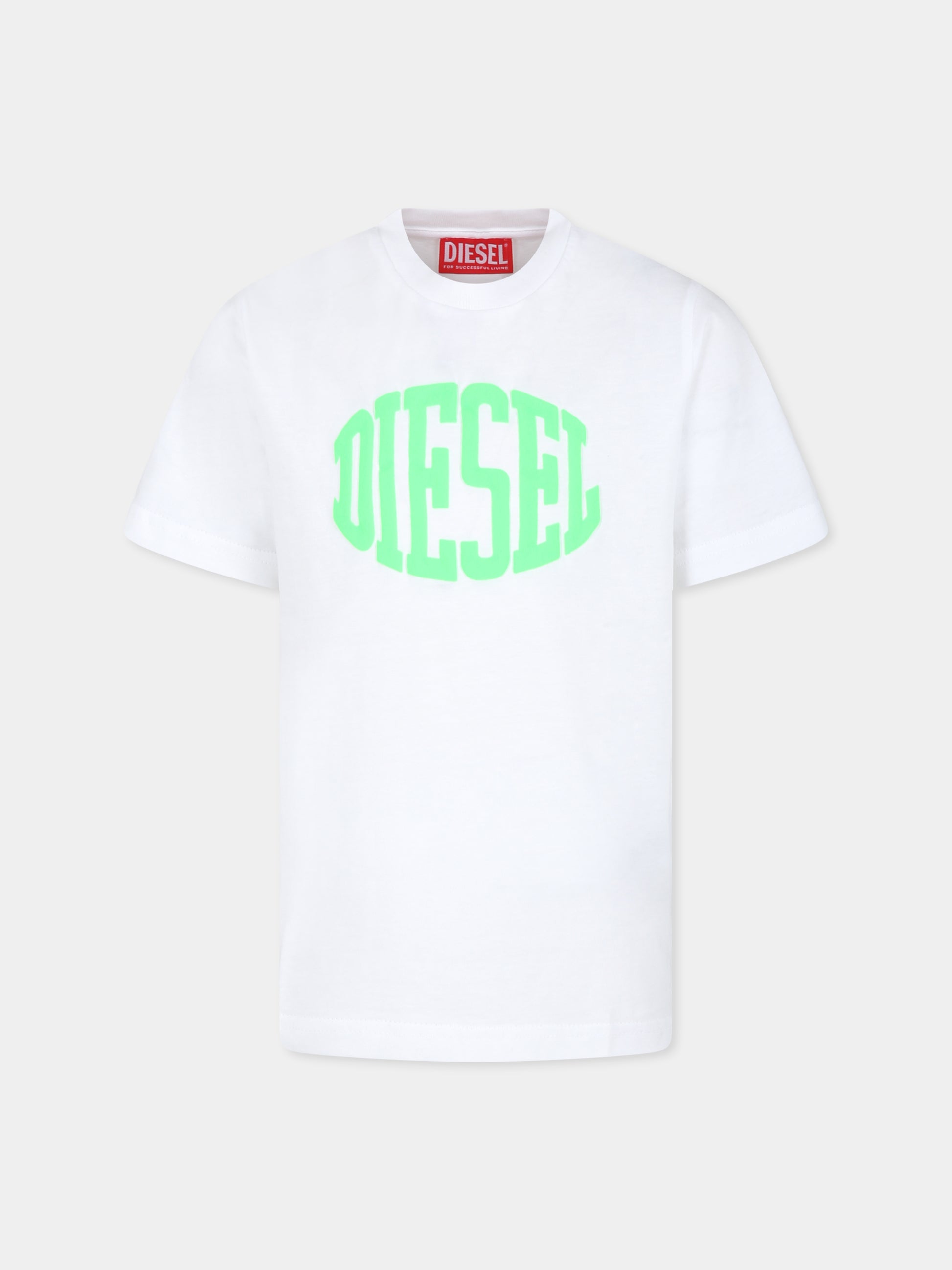 T-shirt bianca per bambino con logo,Diesel,J01777 00YI9 K100