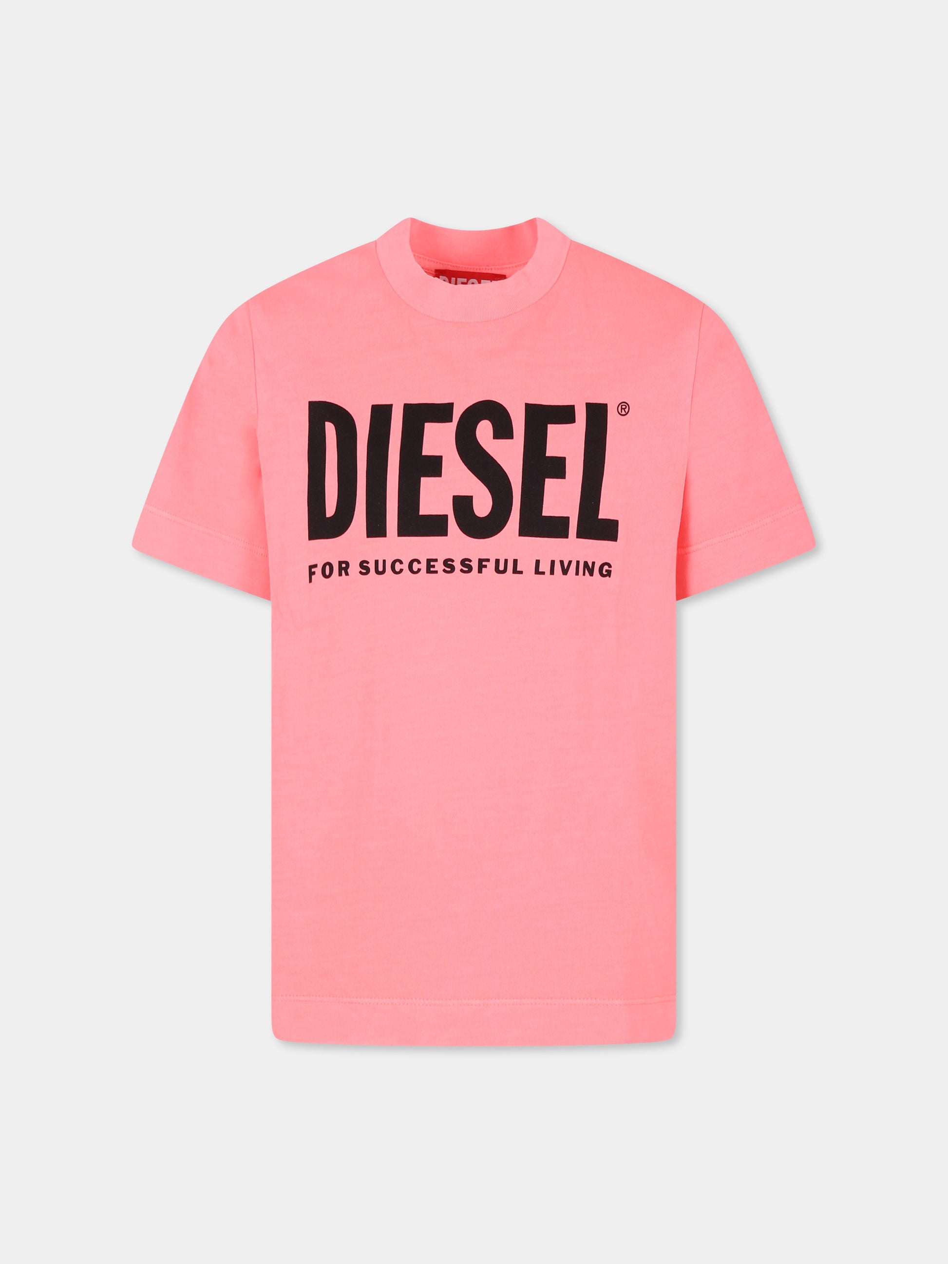 T-shirt fucsia per bambino con logo,Diesel,J01902 KYAYB K347