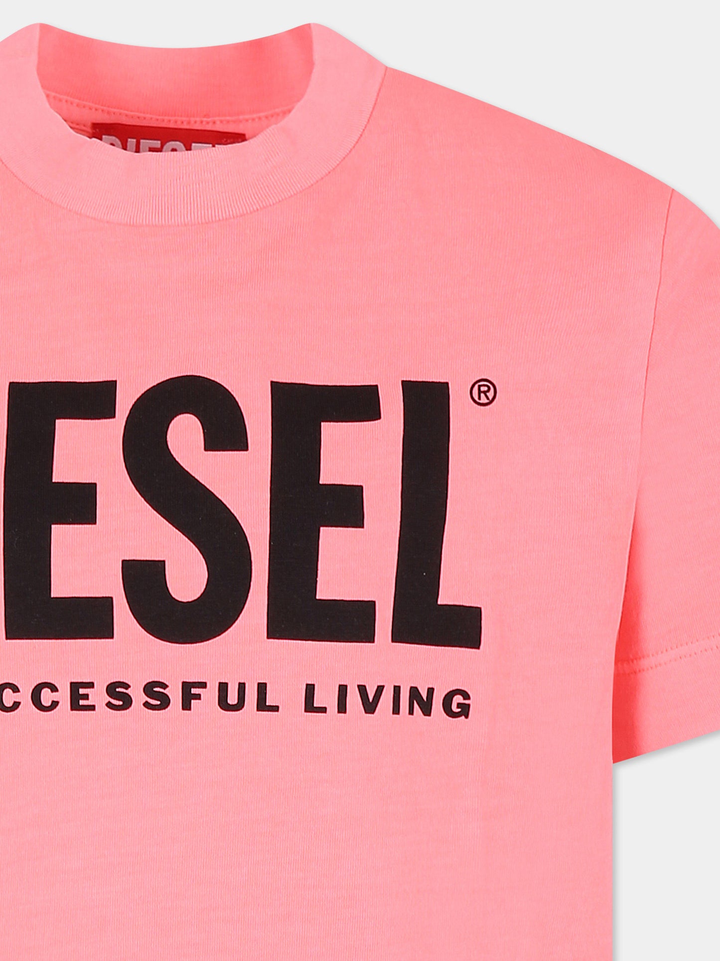 T-shirt fucsia per bambino con logo,Diesel,J01902 KYAYB K347