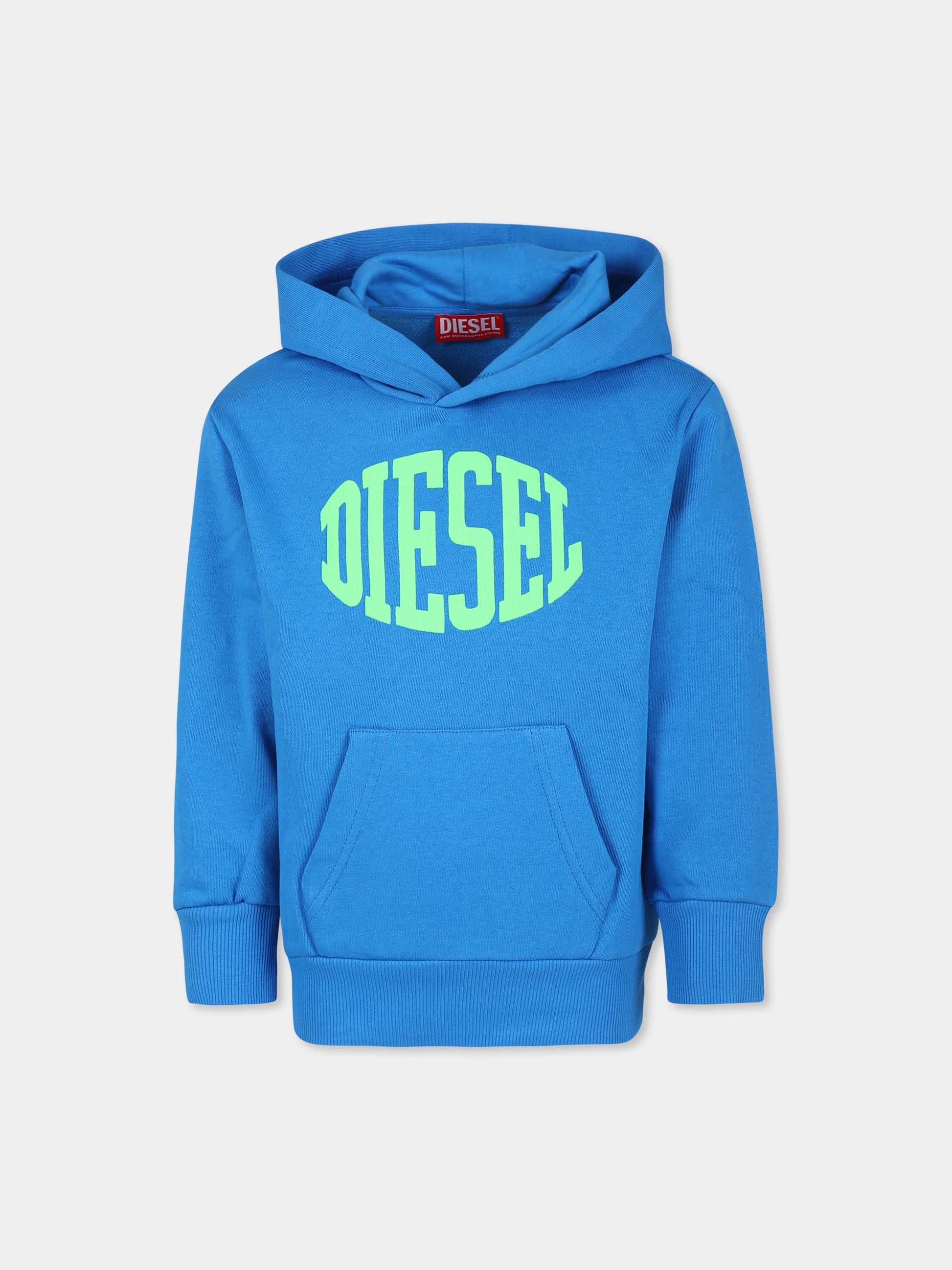 Felpa azzurra per bambino con logo,Diesel,J01775 KYAXZ K881