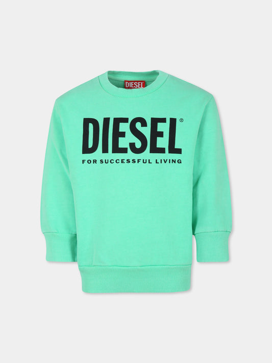 Felpa verde per bambini con logo,Diesel,J01903 KYAYC K587