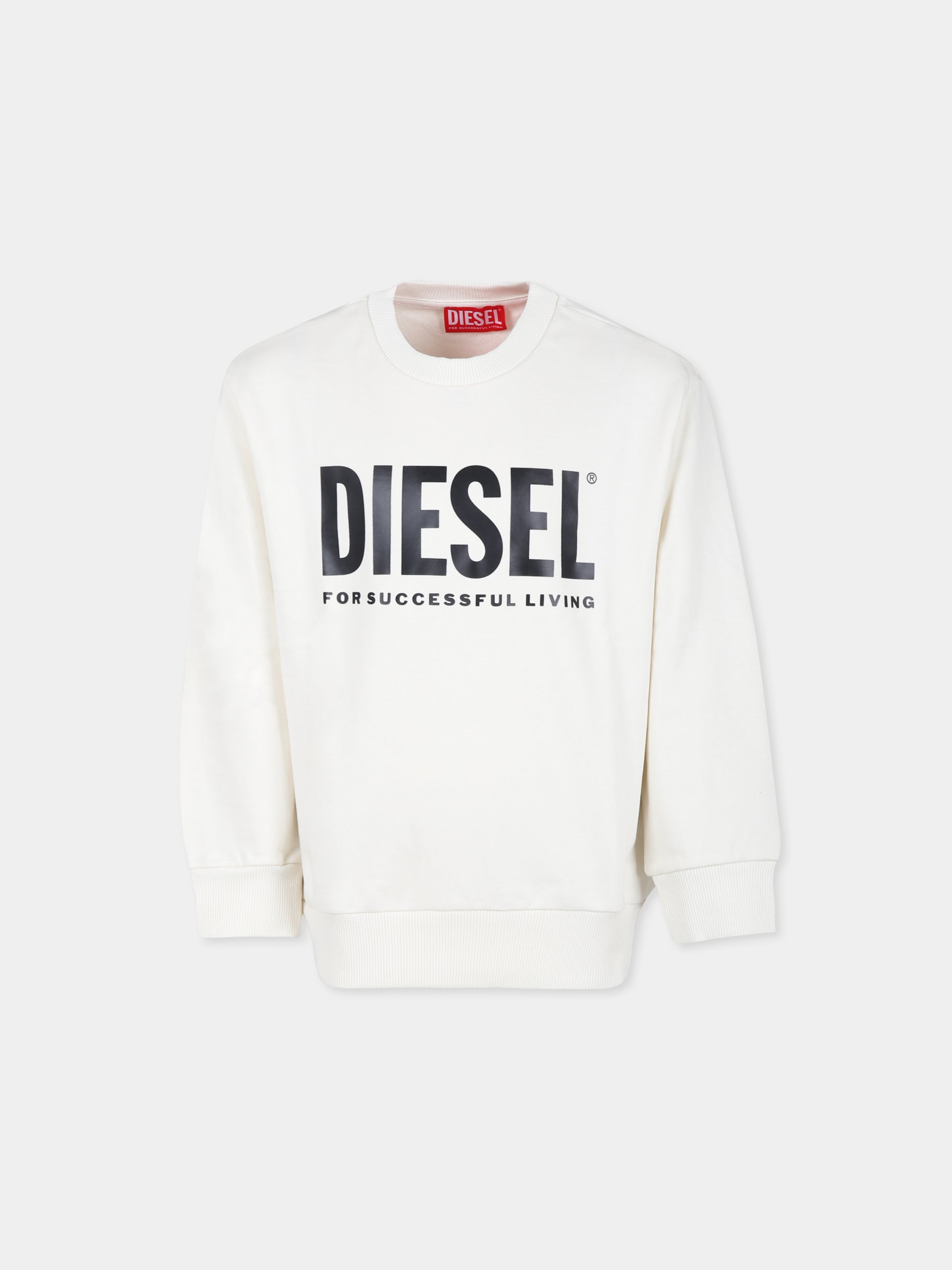 Felpa avorio per bambino con logo,Diesel,J01543 KYAVF K129