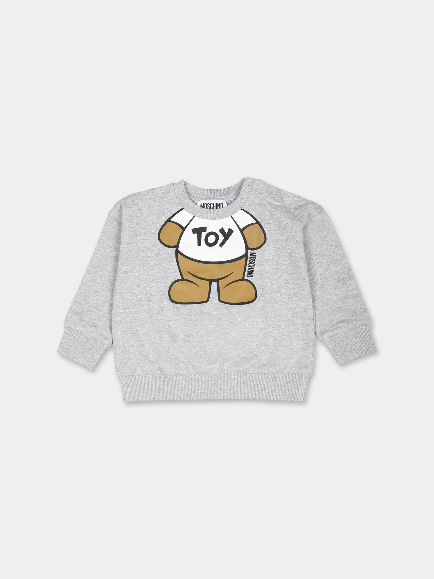 Felpa grigia per neonati con Teddy Bear,Moschino Kids,MYF03Q LCA69 60926