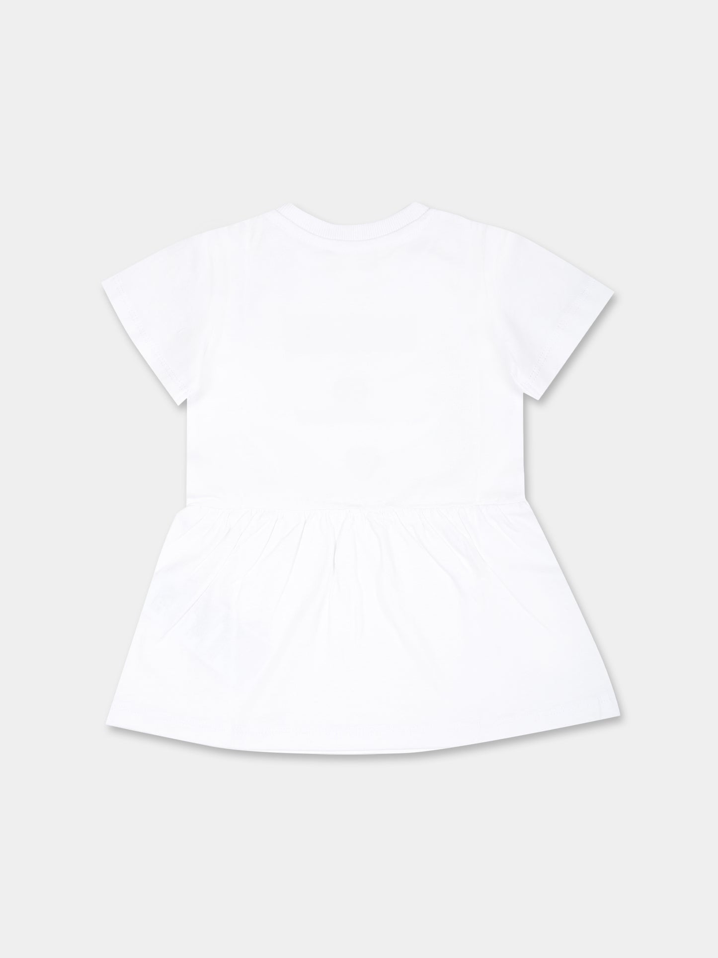 Vestito bianco per neonata con logo e cuore,Moschino Kids,MDV0BB LAA22 10101