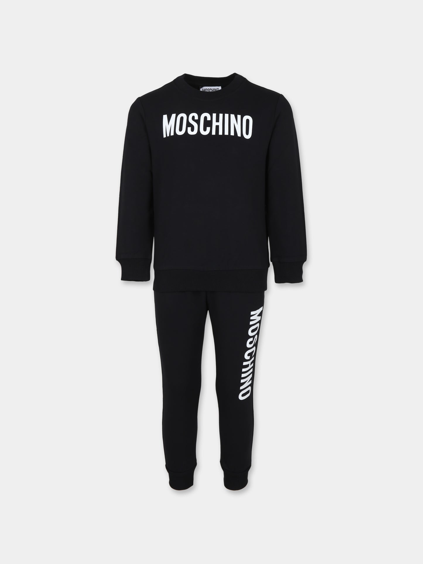 Completo nero per bambini con logo,Moschino Kids,HUK03R LDA11 60100