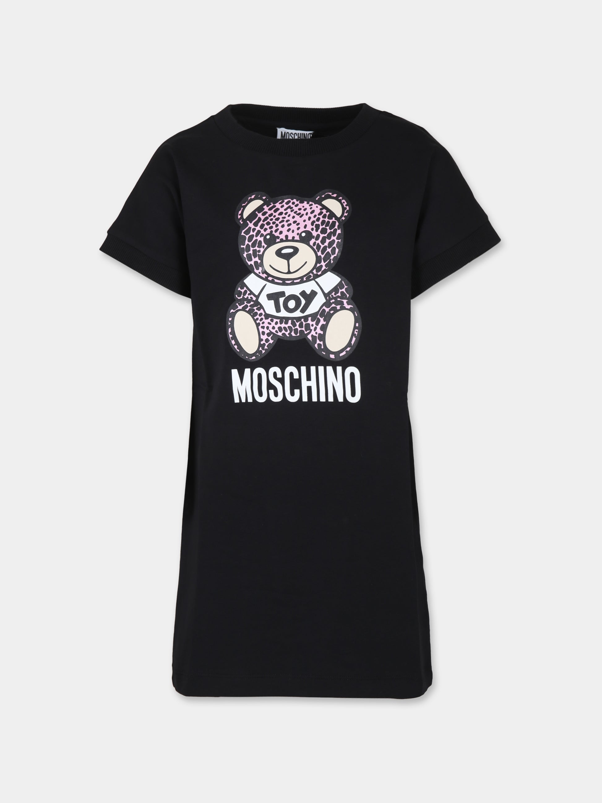 Vestito nero per bambina con Teddy Bear,Moschino Kids,HDV0EA LDA13 60100