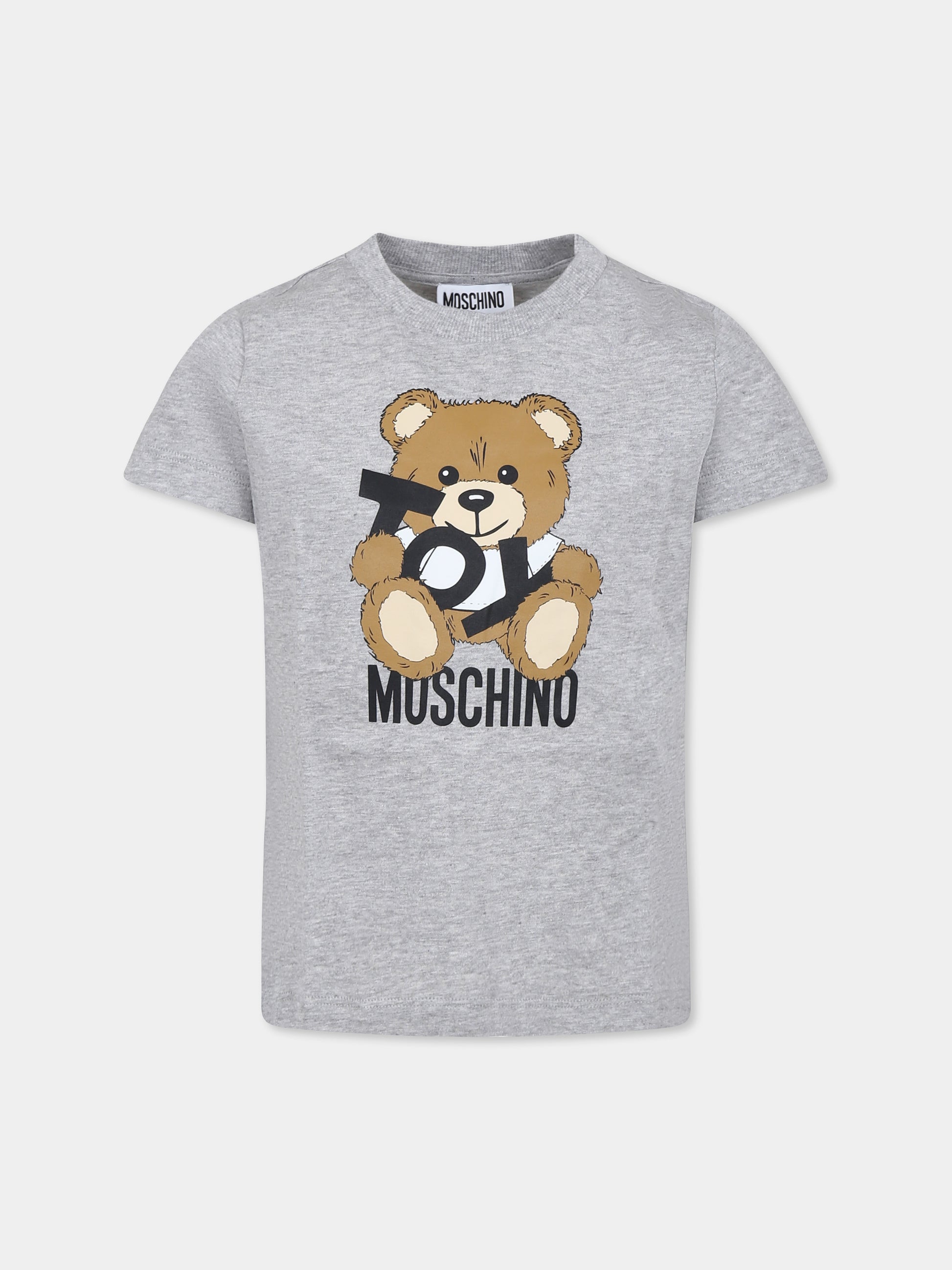 T-shirt grigia per bambini con Teddy Bear,Moschino Kids,H9M04K LAA03 60926