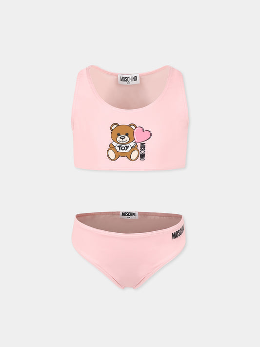 Bikini rosa per bambina con Teddy Bear,Moschino Kids,HAL00P LKA00 50209