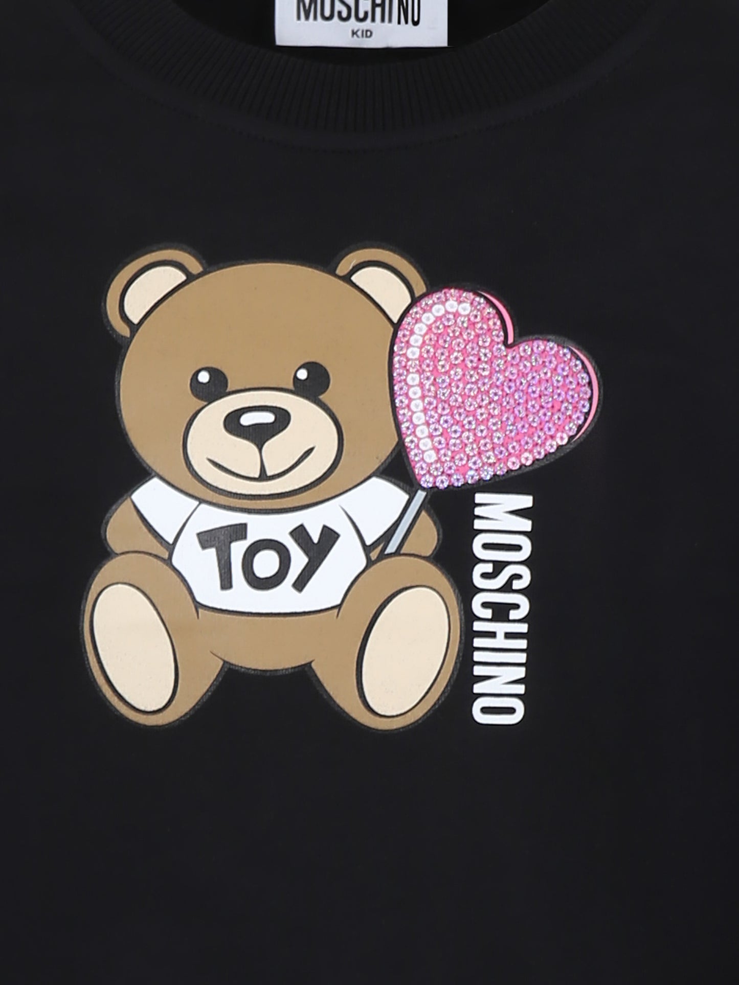 Felpa nera per bambina con Teddy Bear e cuore,Moschino Kids,HDF066 LDA00 60100