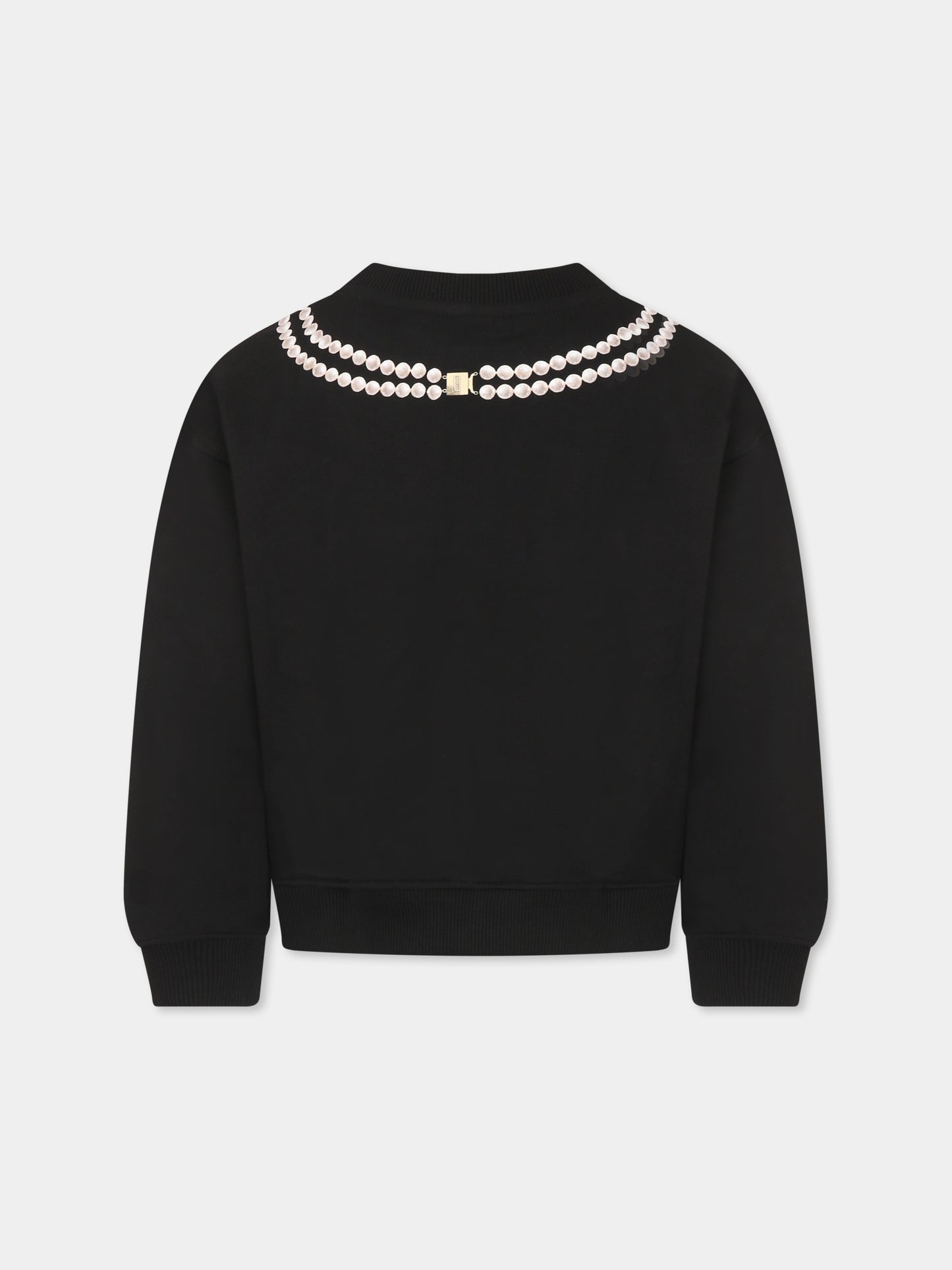 Felpa nera per bambina con stampa cornetto italiano,Moschino Kids,HDF068 LCA52 60100