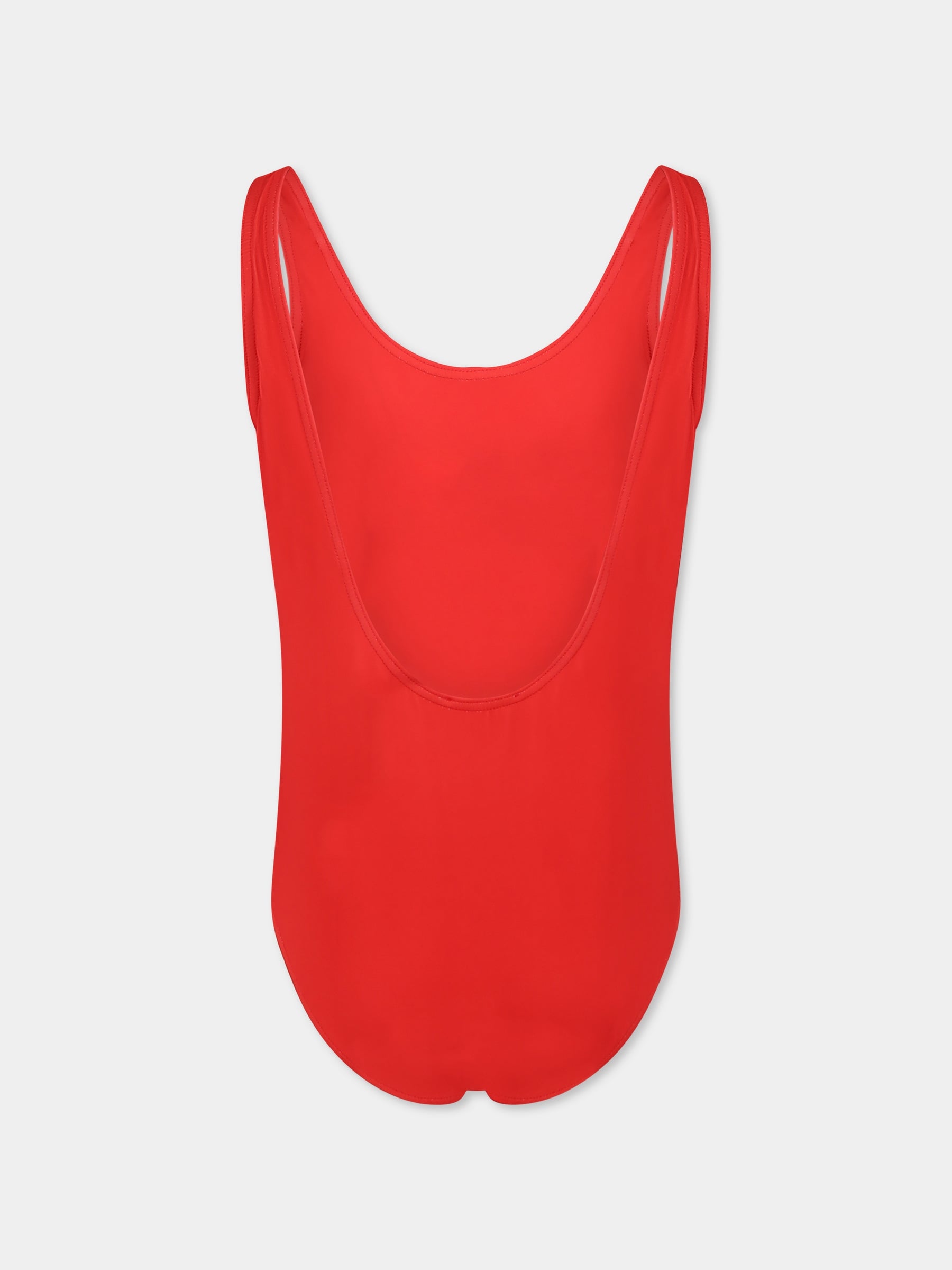 Costume intero rosso per bambina con logo,Moschino Kids,HDL013 LKA00 50109