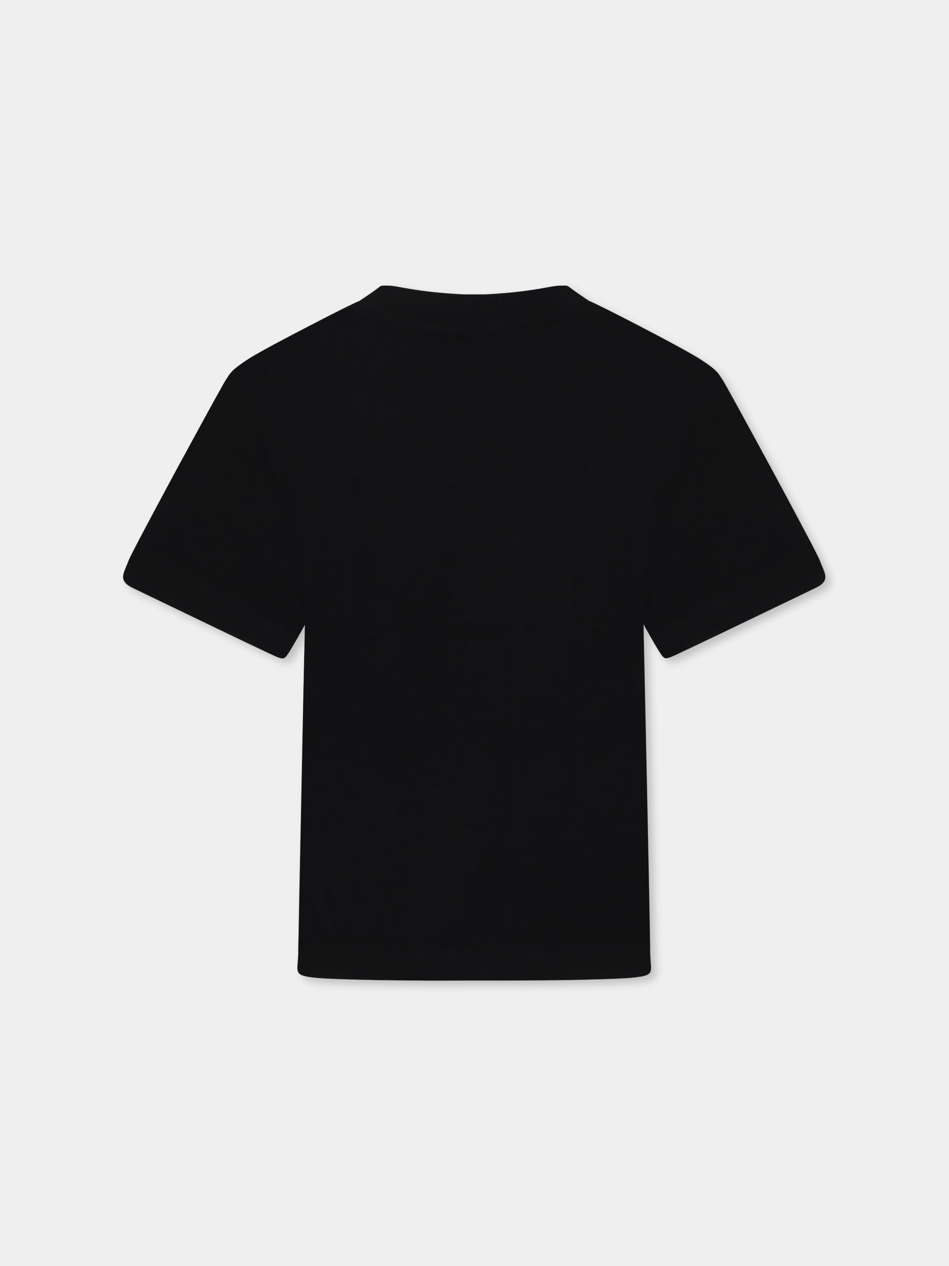 T-shirt nera per bambina con Teddy Bear e cuore,Moschino Kids,HHM060 LAA02 60100